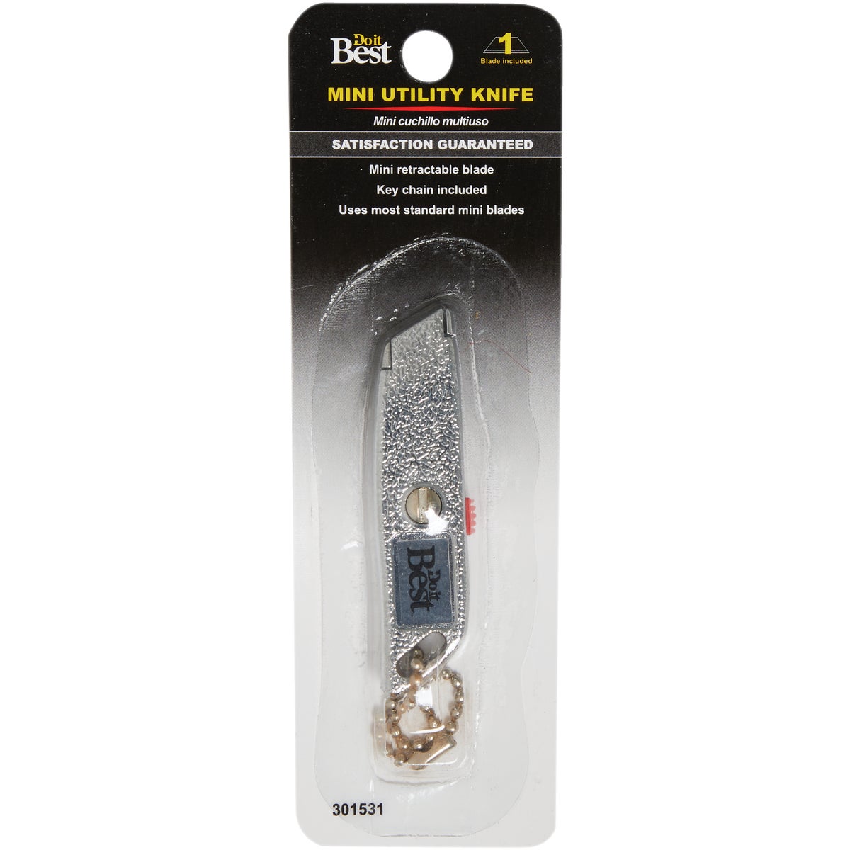 Item 301531, The die cast chrome pocket sized utility knife is perfect for small or 