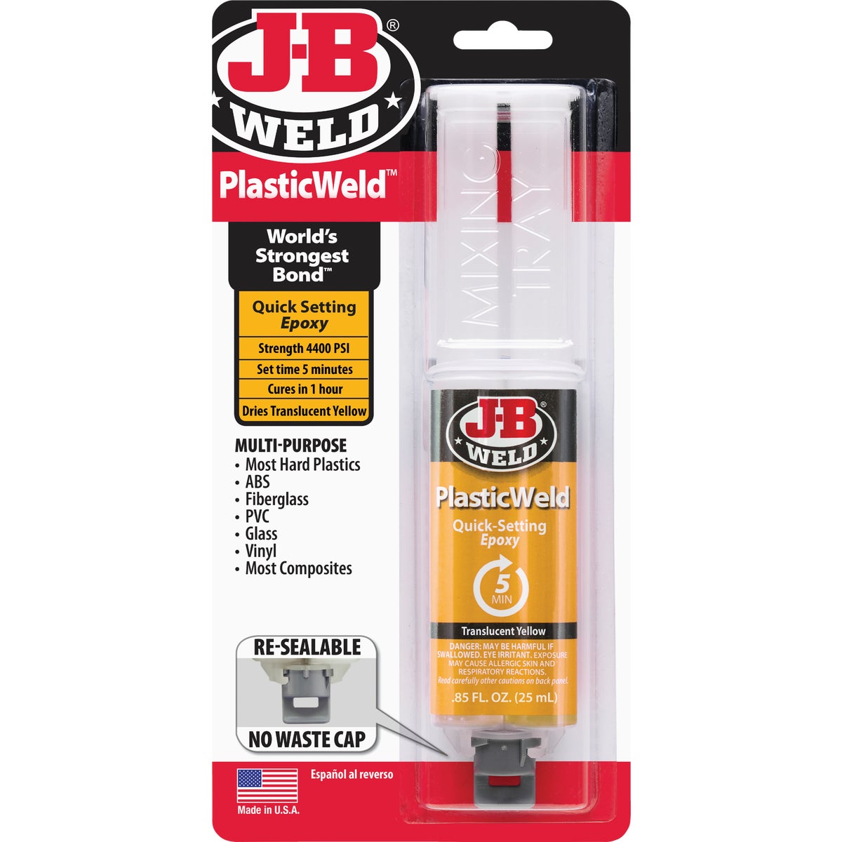 Item 301556, PlasticWeld is a specially formulated two-part adhesive and epoxy filler 