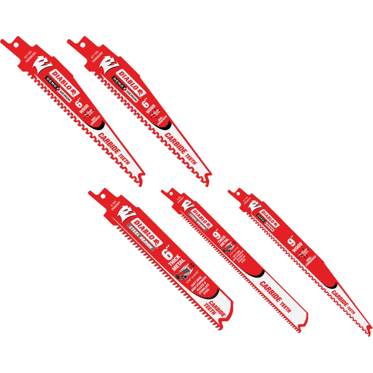 Item 302750, Carbide tipped reciprocating saw blade set for extreme cutting applications