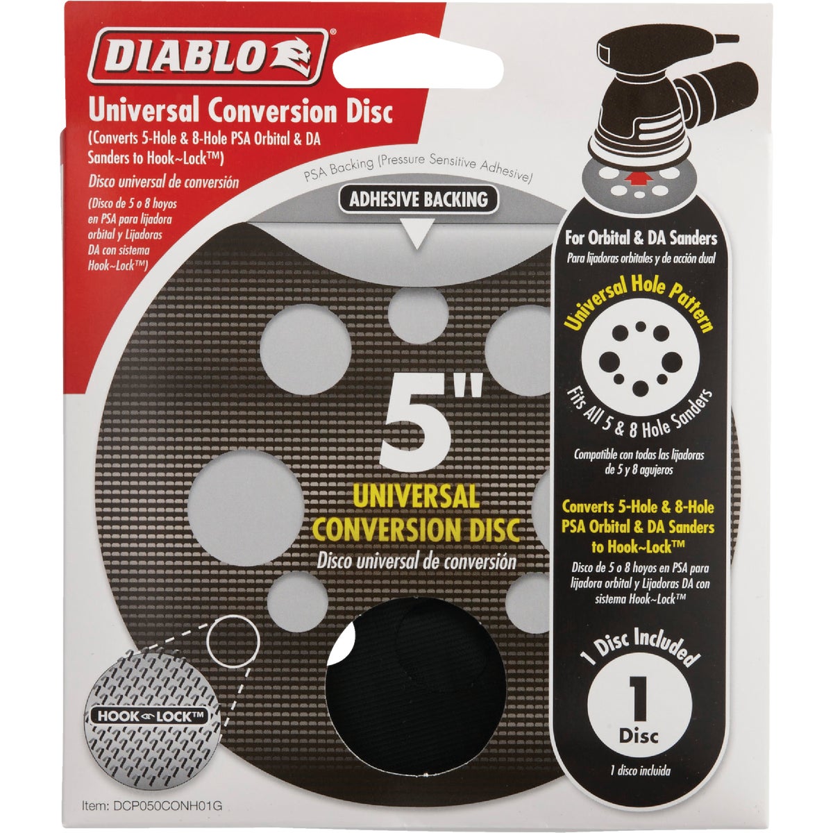 Item 302770, Random Orbital Sander Universal Conversion Disc with Hook and Lock backing 