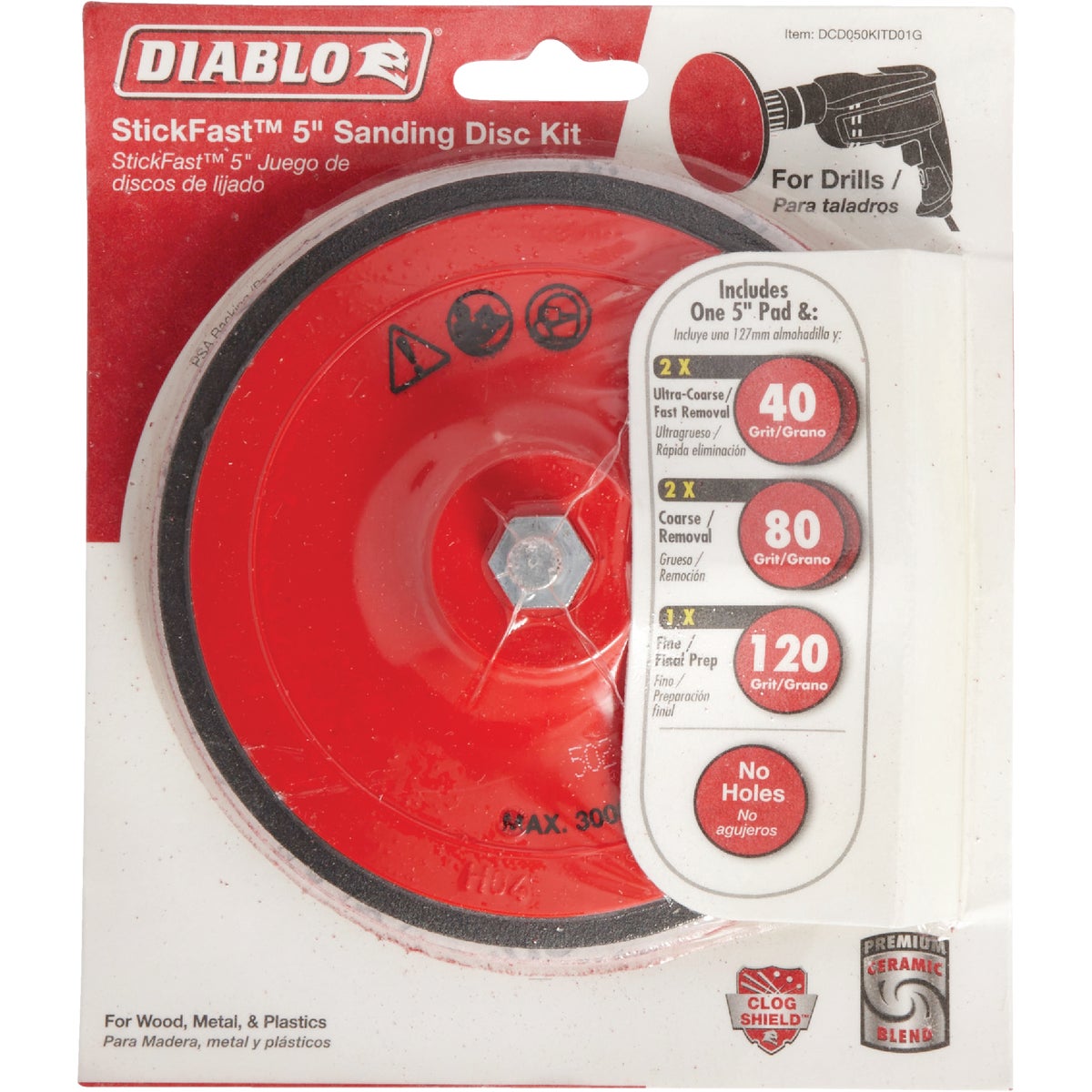 Item 302981, Premium sanding disc kit with StickFast backing includes assorted sanding 