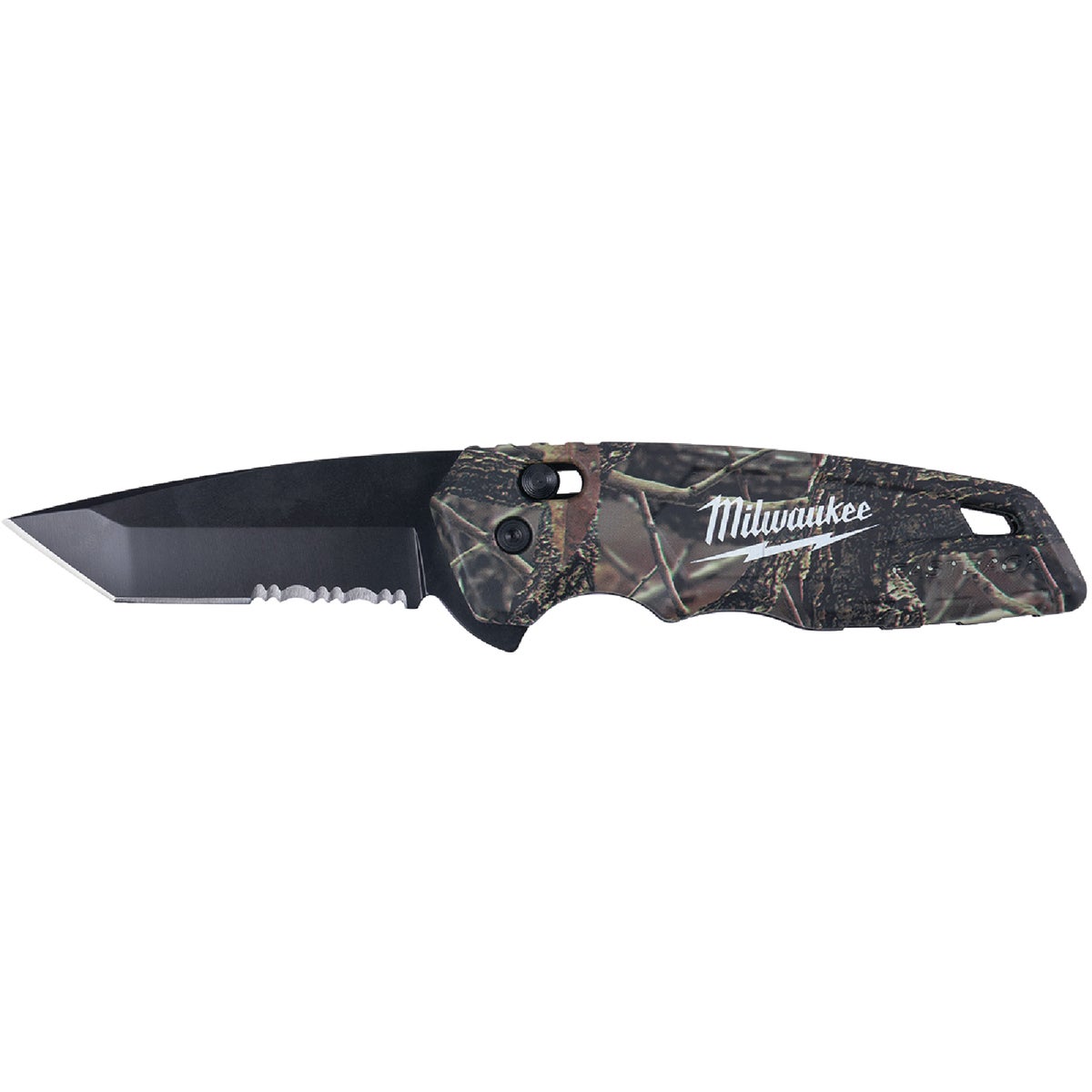 Item 303618, FASTBACK Camo spring assisted pocket knife combines jobsite performance 