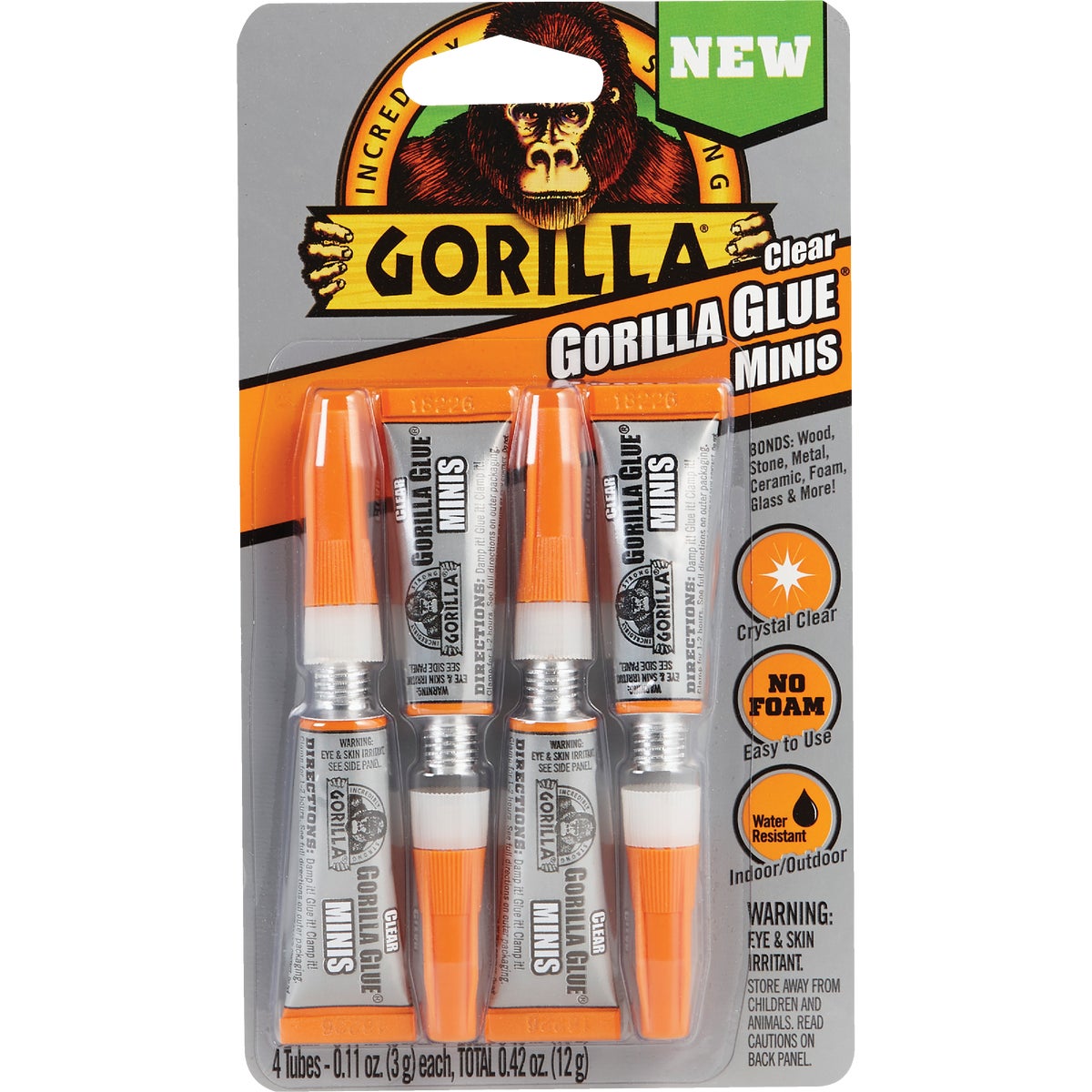 Item 303945, Clear Gorilla Glue is a non-foaming, flexible, fast setting, crystal clear 
