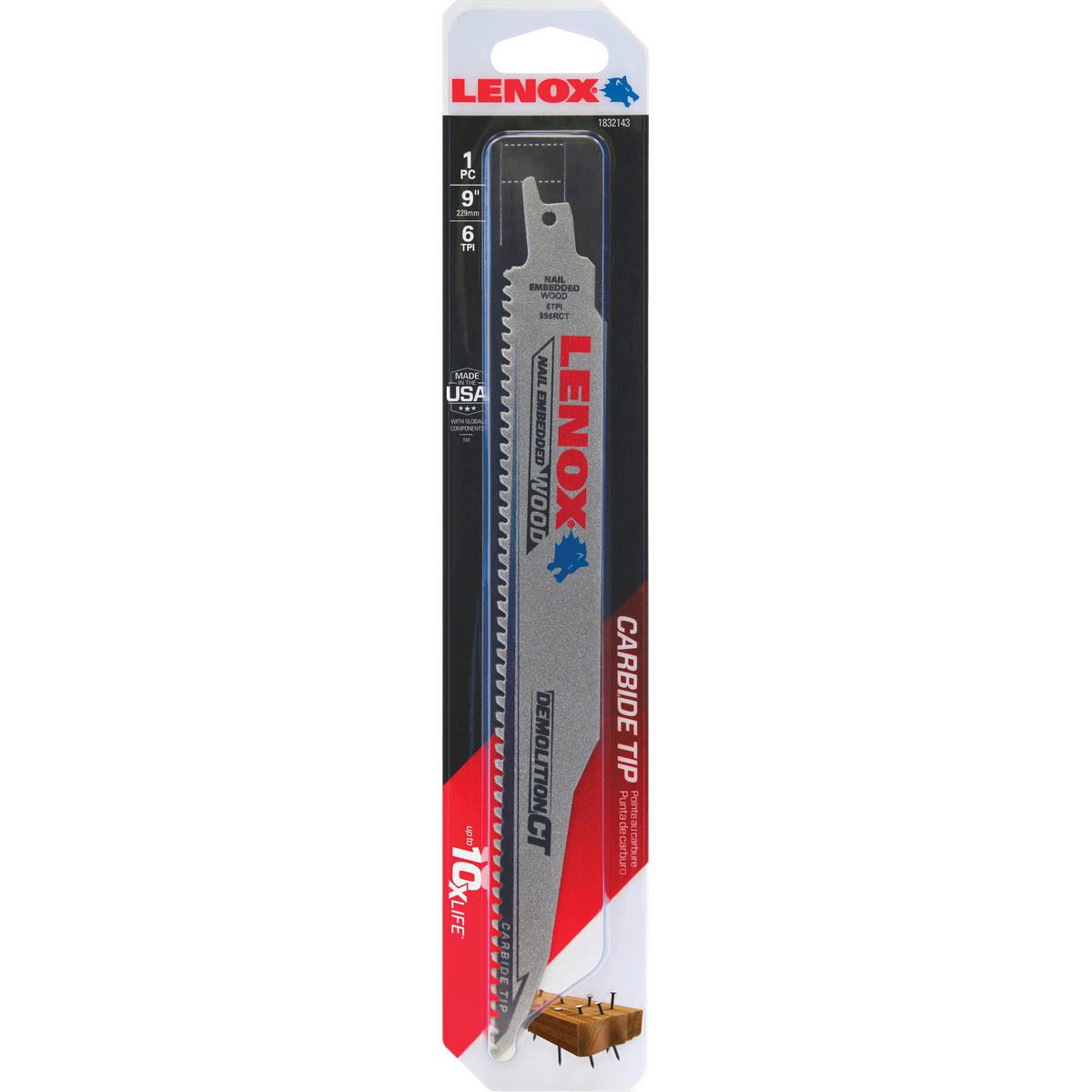 Item 304882, Demolition CT carbide-tipped reciprocating saw blades have up to ten times 