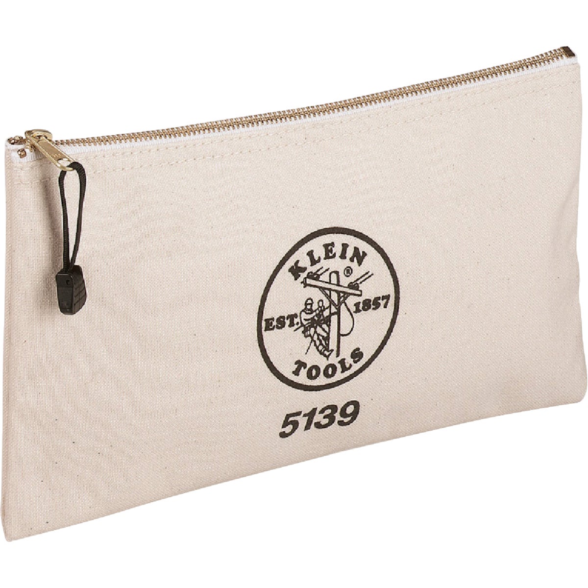 Item 318612, Sturdy No. 10 canvas pouch with heavy-duty brass zipper.
