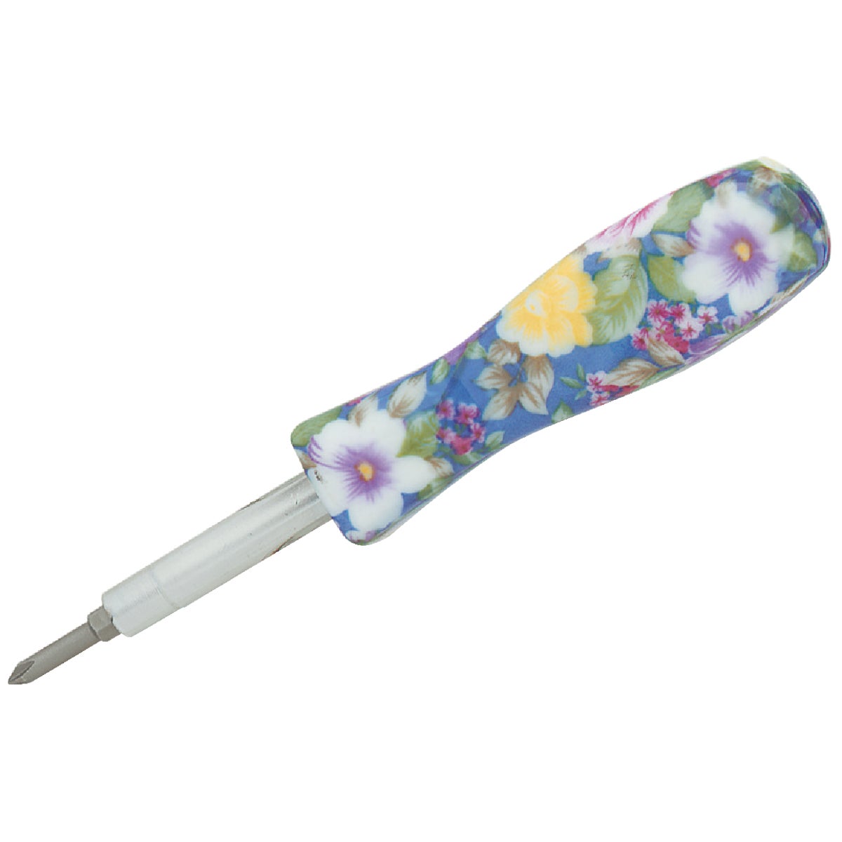 Item 320579, Flowered pattern handle with double-ended chrome-plated tube.