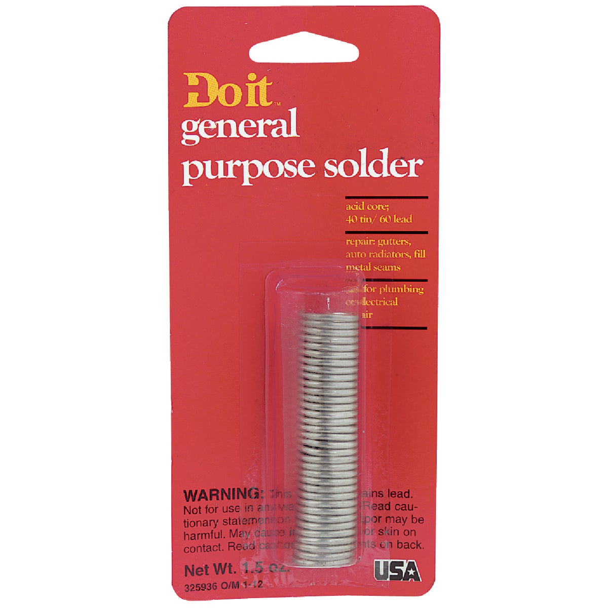 Item 325936, This general purpose solder is intended for repairs to gutters, auto 