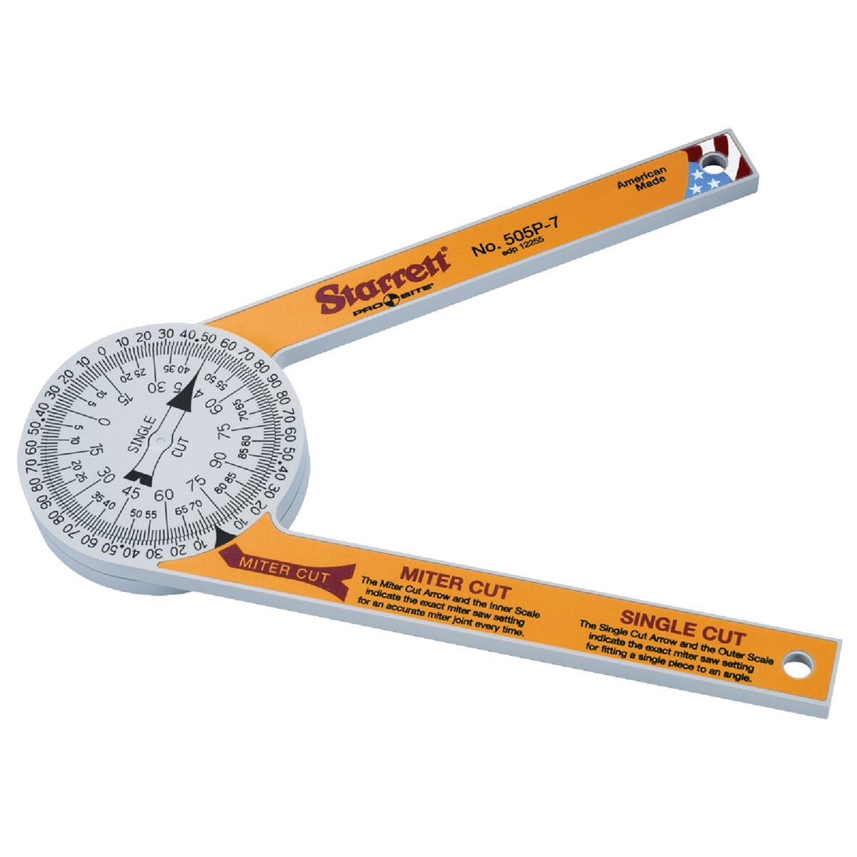 Item 326294, The Starrett miter protractor is constructed from durable engineered 