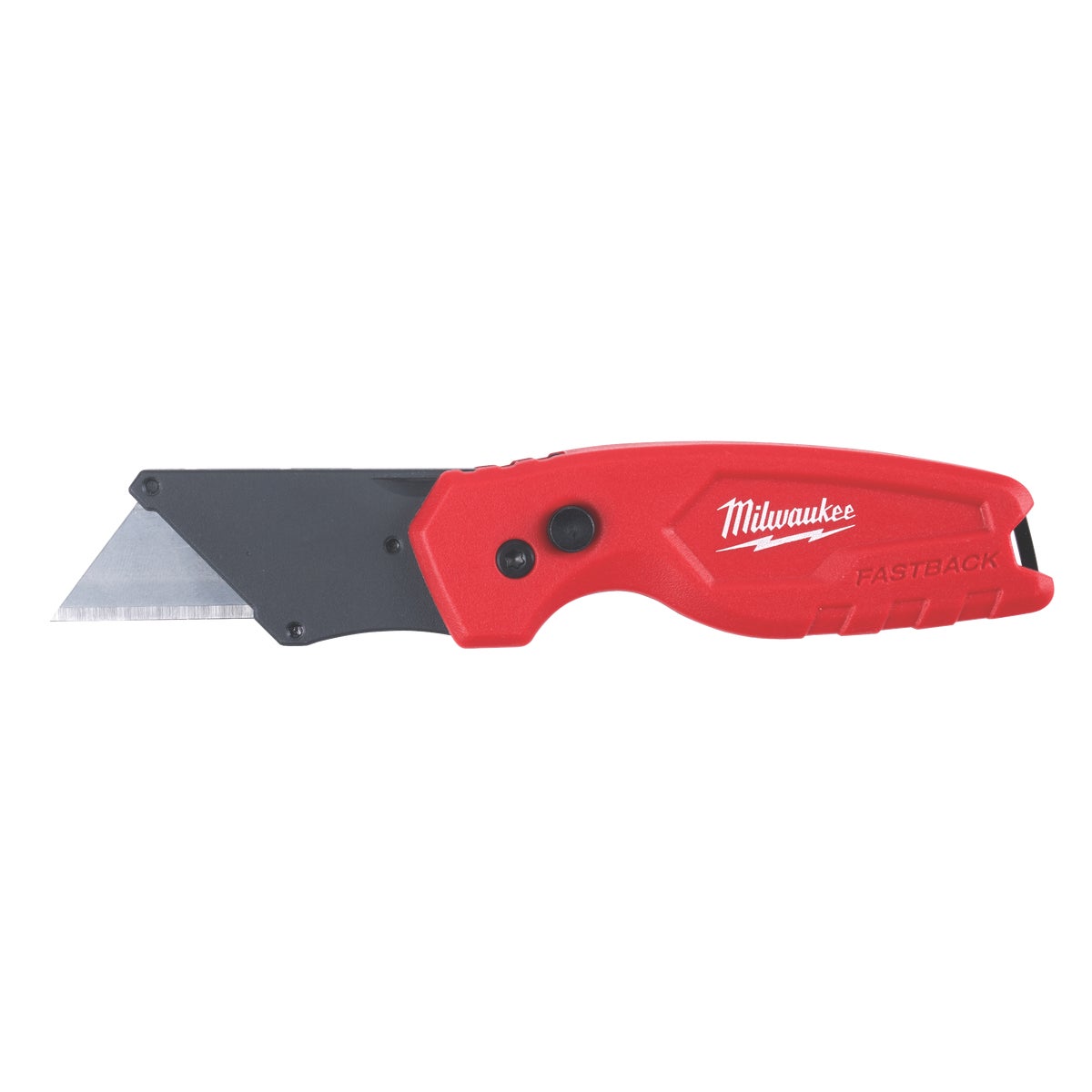 Item 333351, The FASTBACK Compact Folding Utility Knife features a press and flip 