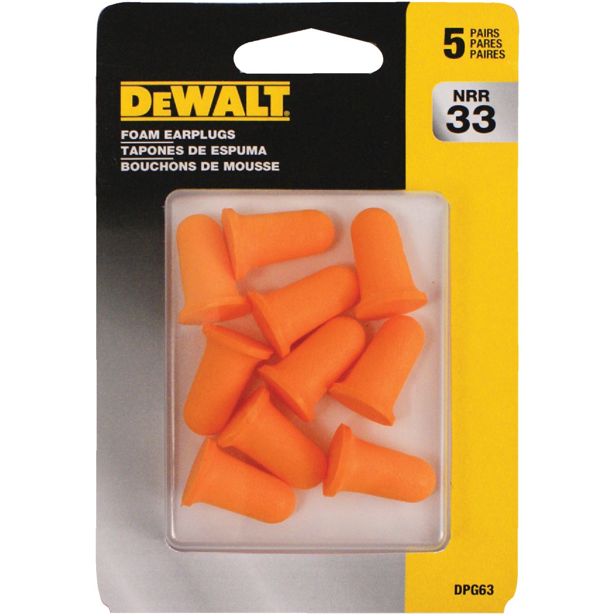 Item 334132, The DEWALT DPG63 Bell Shape Disposable Foam Earplugs are tested according 