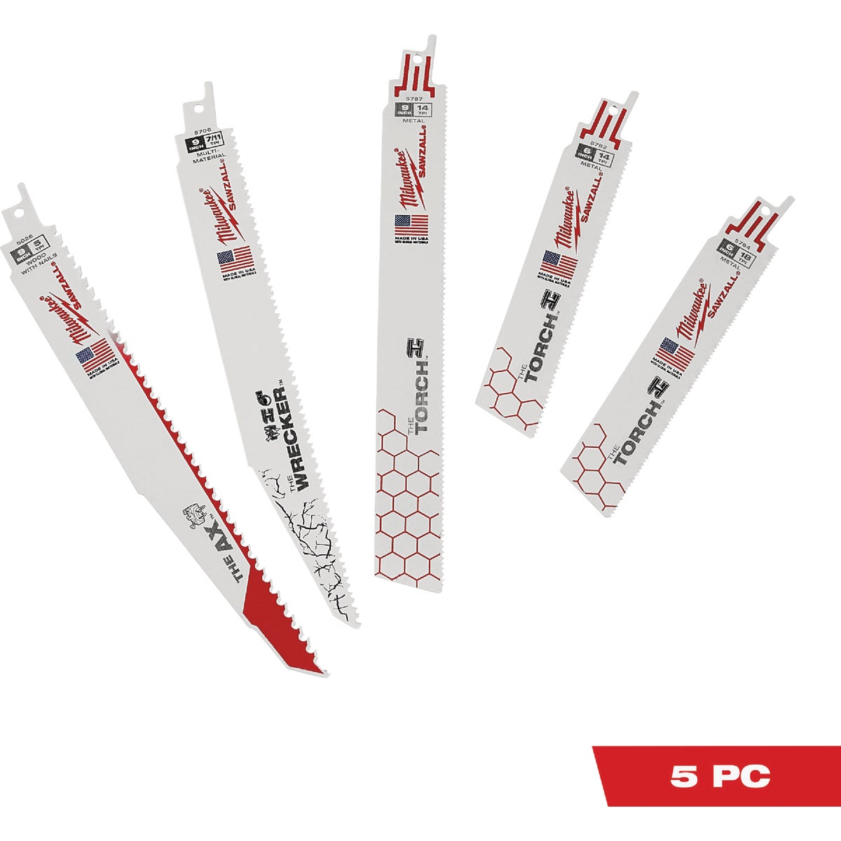 Item 336112, The Milwaukee 5-Piece Demolition SAWZALL blade set features an assortment 