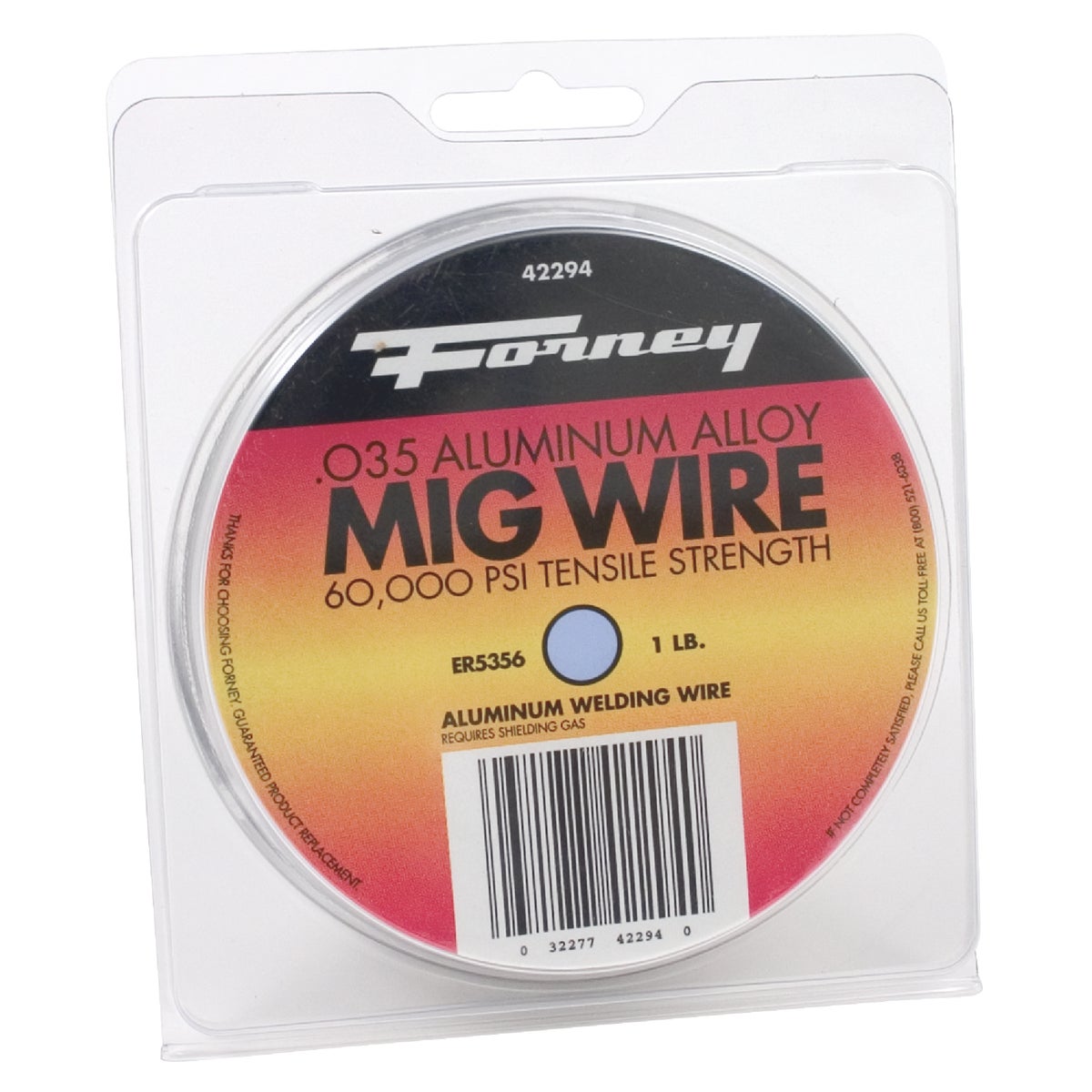 Item 337246, ER4043 aluminum MIG (GMAW) welding wire features 5% silicon content and a 