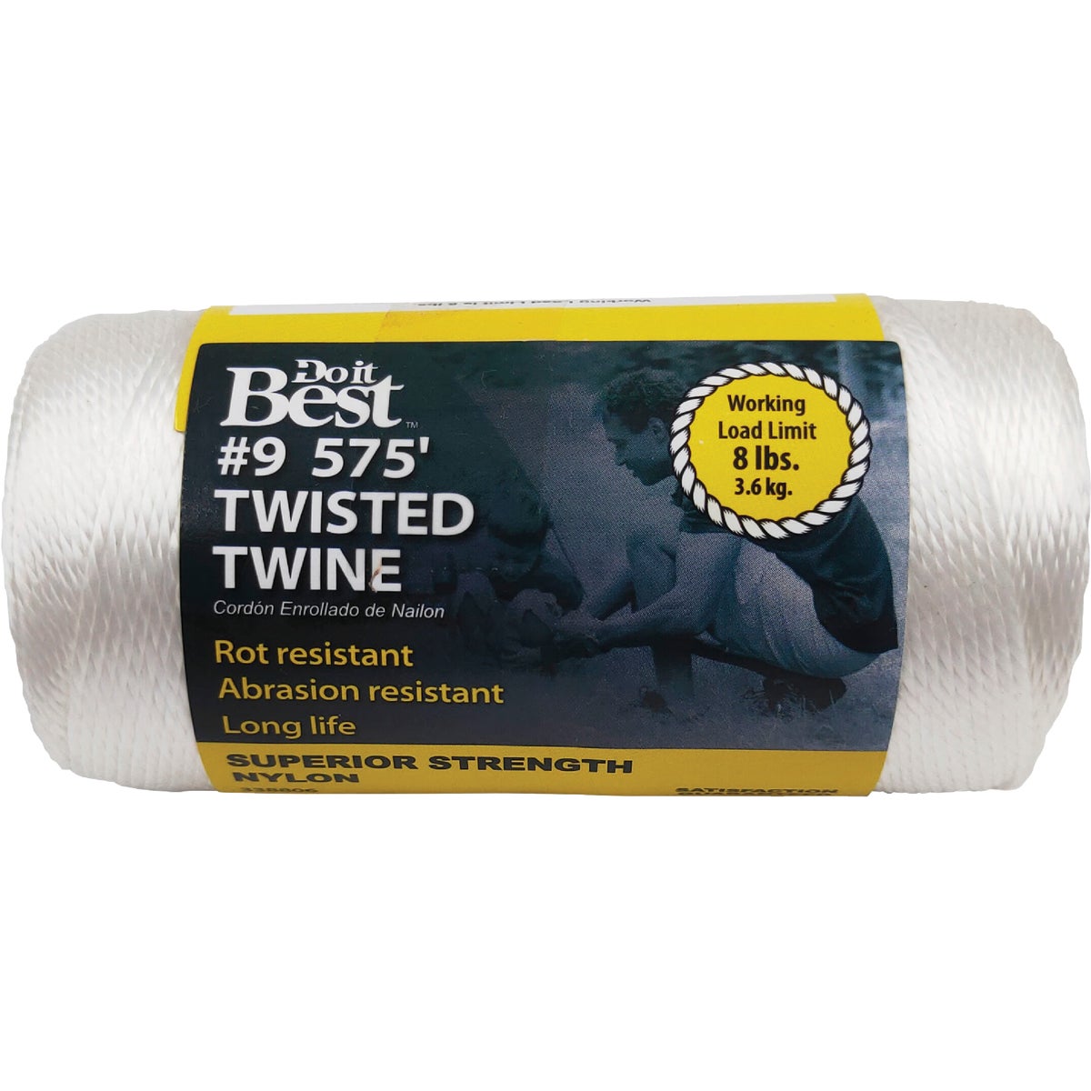 Item 338806, Twine twisted from 100% filament nylon.