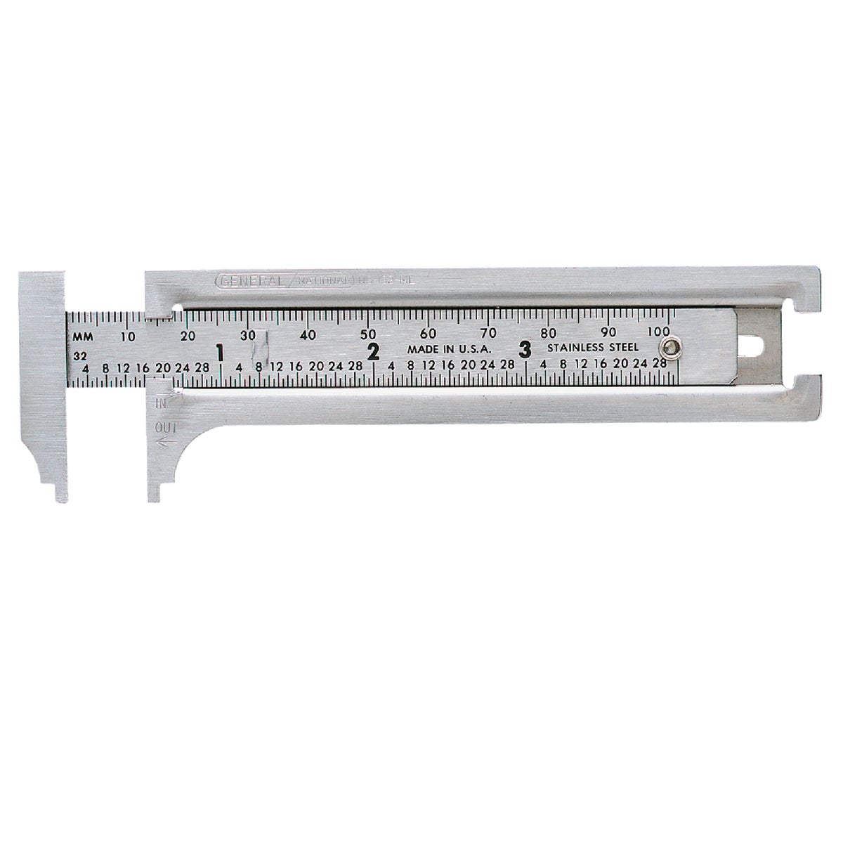 Item 339958, Stainless steel with inside/outside reading, metric and inch graduations: 1
