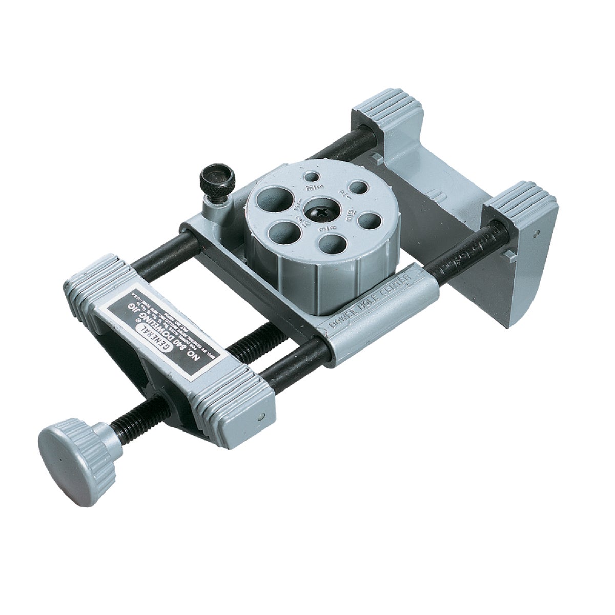 Item 345822, A precision jig that assures accurate line up of dowel holes in furniture 