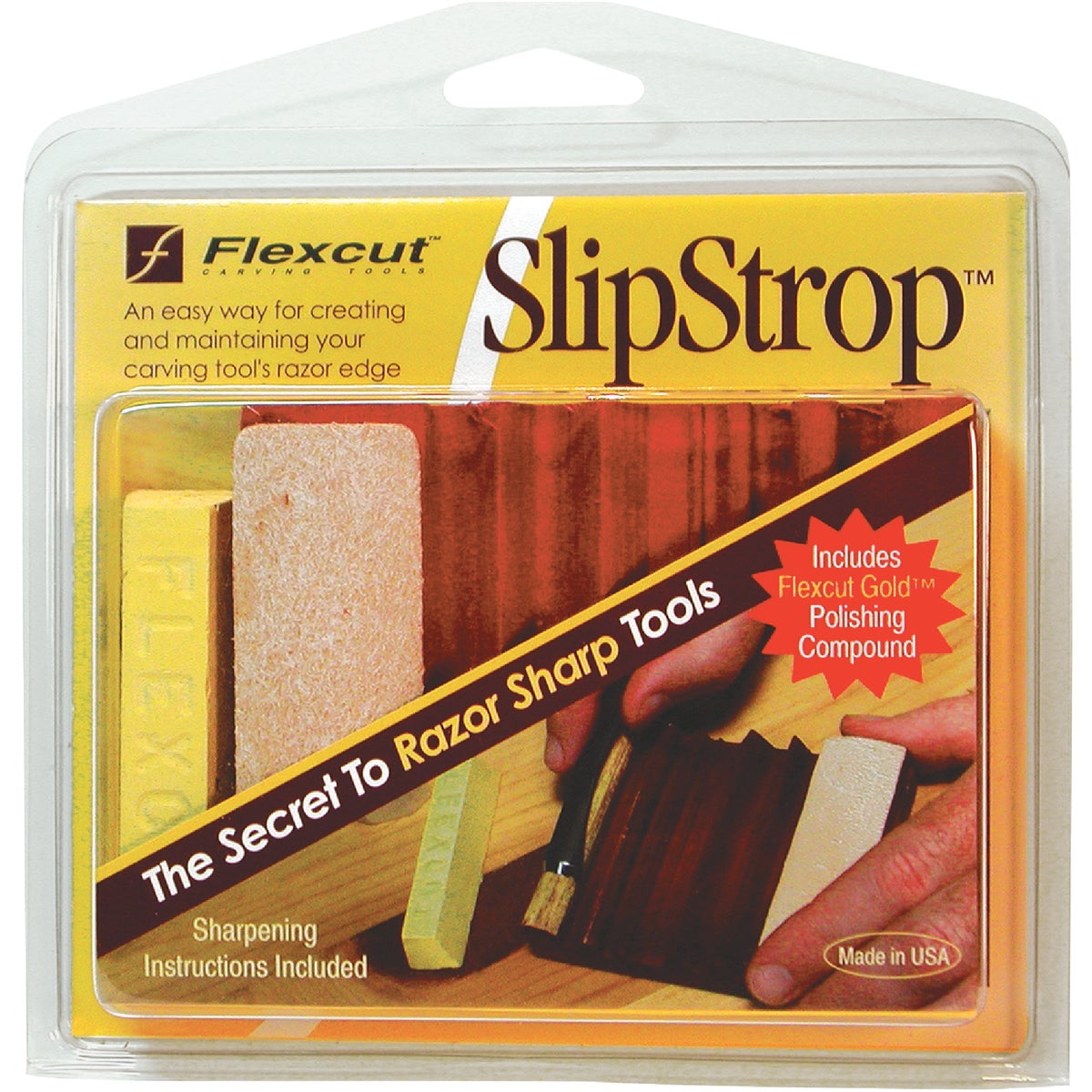 Item 353414, The Flexcut SlipStrop is an economical way for maintaining tool's razor 