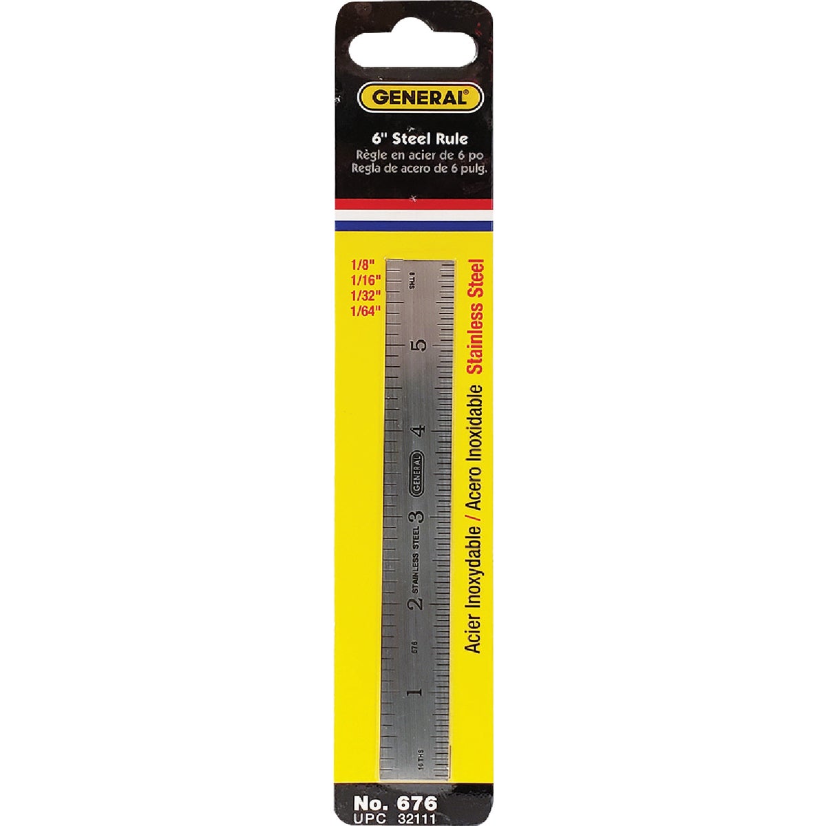 Item 355056, Precision made with etched fine black graduations on stainless steel.