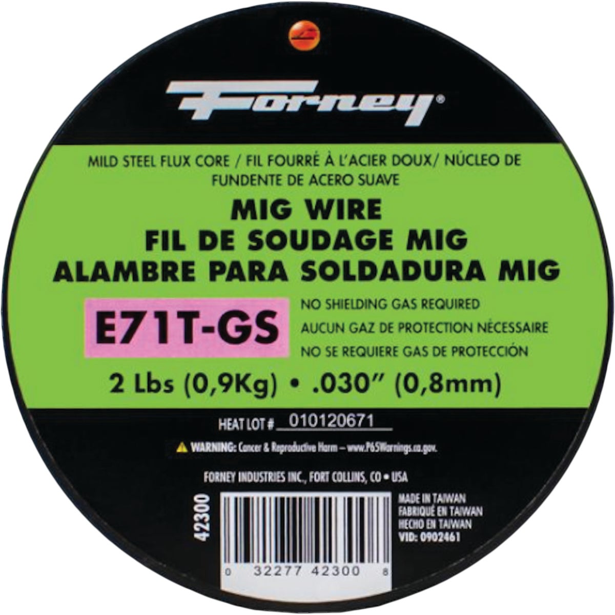 Item 366285, E71T-GS flux core MIG (GMAW) welding wire for mild steel is a self-shielded