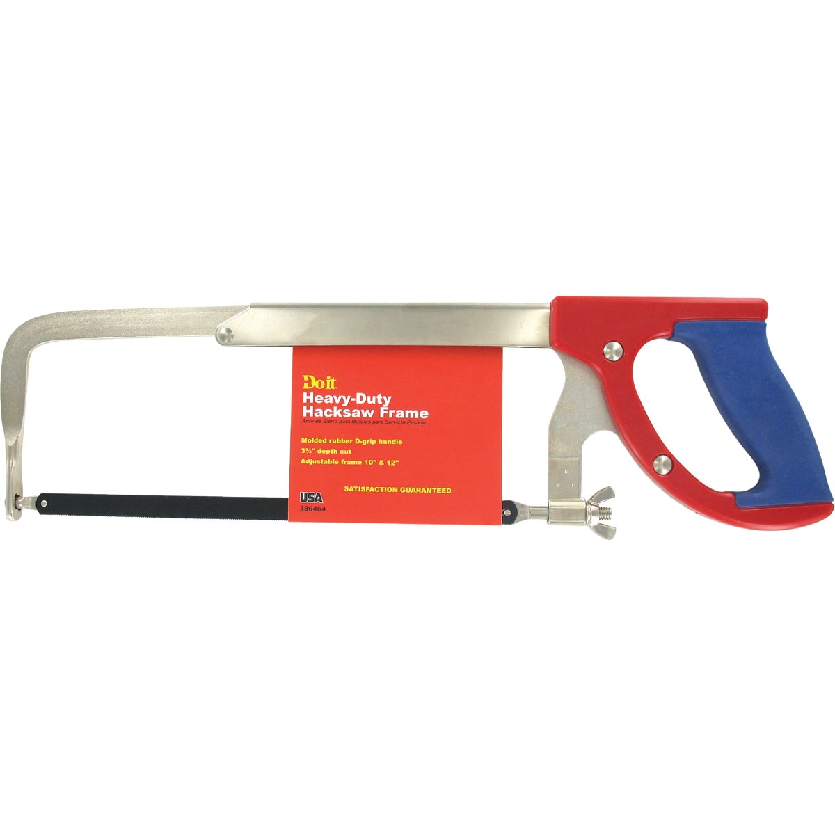Item 386464, Heavy-duty steel frame. 3-3/4" throat adjusts for 10" and 12" blades.