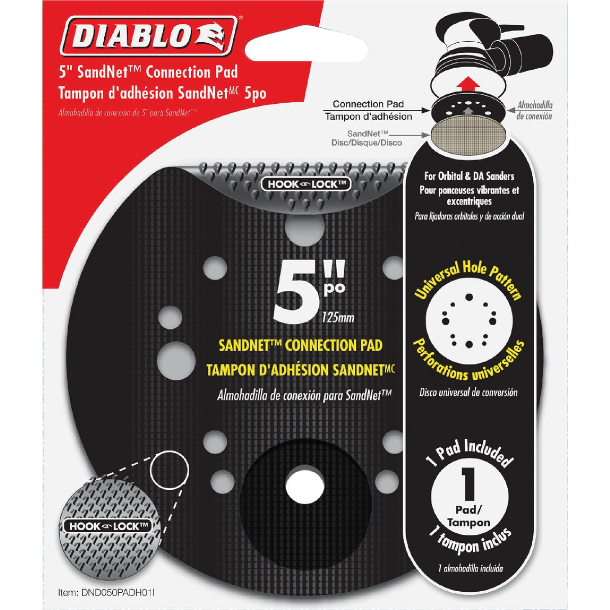 Item 387987, Connection pad for SandNet discs for easy attachment to 5 and 8-hole random