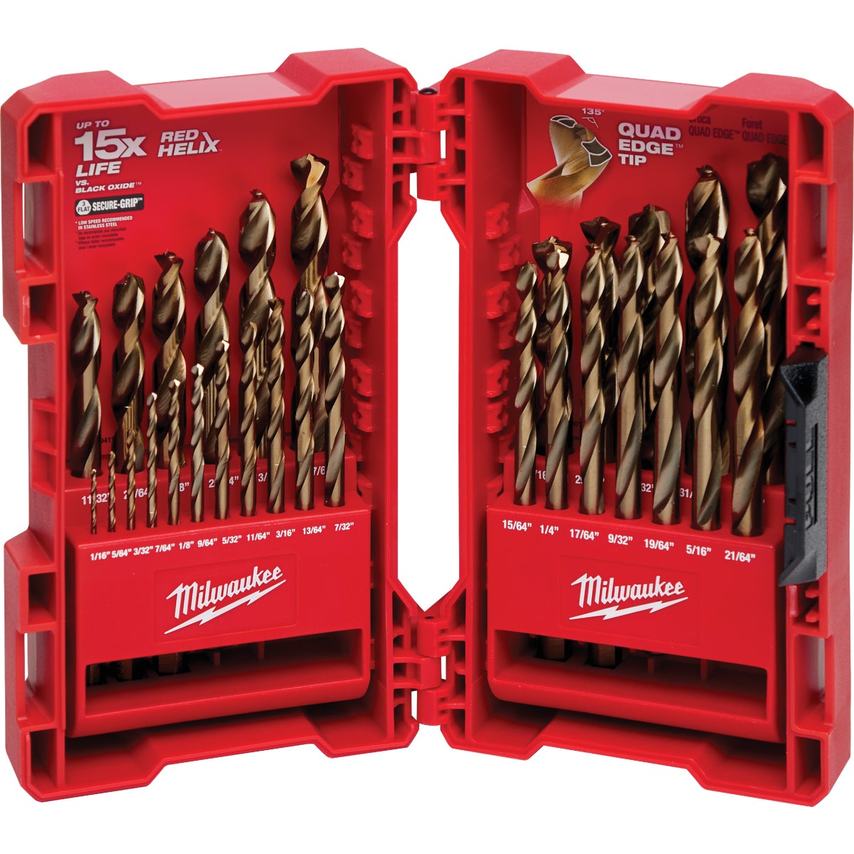 Item 393316, The Milwaukee Red Helix 29-Piece Cobalt Drill Bit Set is engineered for 