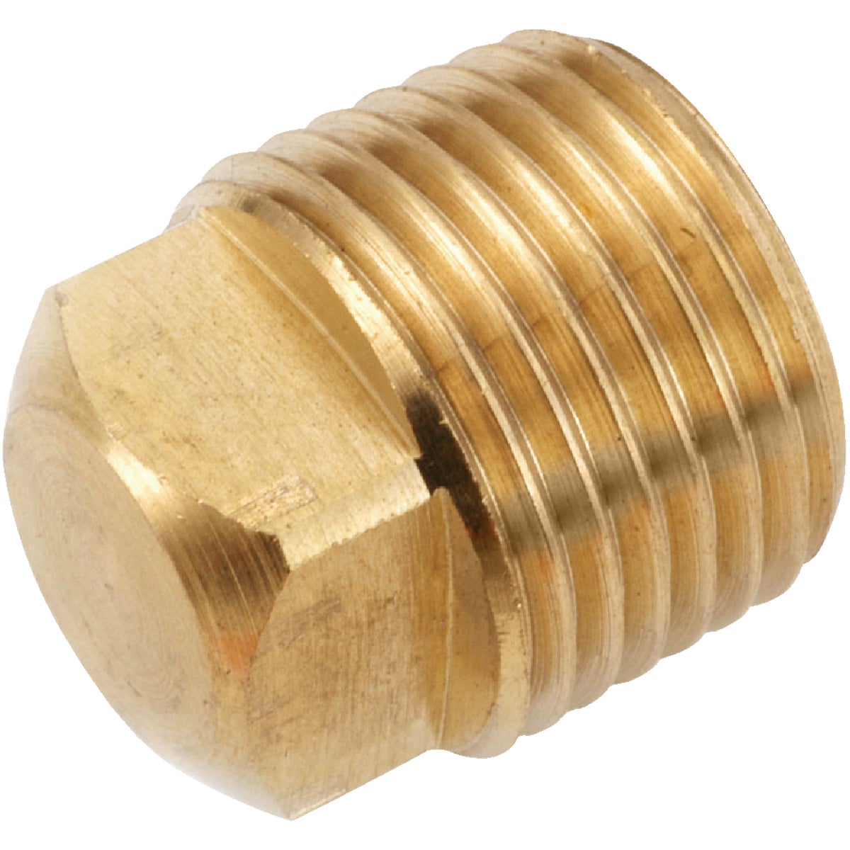 Item 400201, M.I.P. (Male iron pipe) thread yellow brass square head pipe plug.