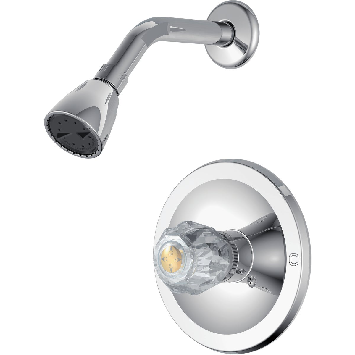 Item 400705, Single handle shower faucet with acrylic handle. 1.