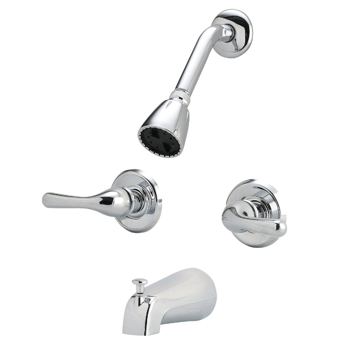 Item 400713, 2-handle metallic tub and shower faucet with metal lever handles. 1.