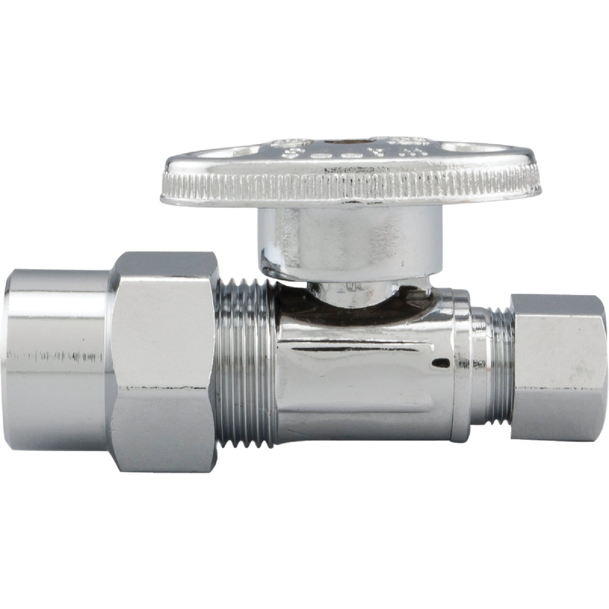 Item 400751, 1/4-turn valve controls water flow to household plumbing fixtures.