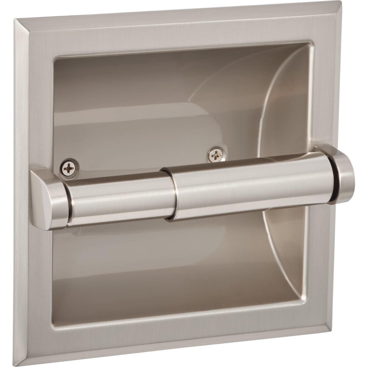 Item 401095, Recessed toilet paper holder with concealed mounting screws.
