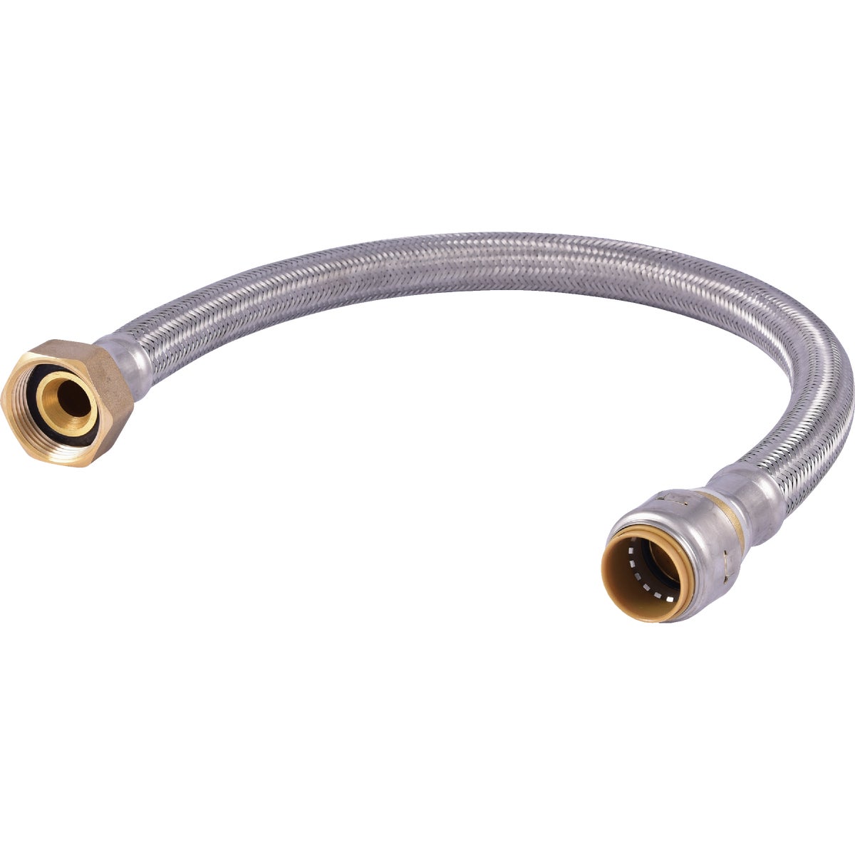 Item 401726, Stainless steel push-fit x FIP (female iron pipe) water softener connector