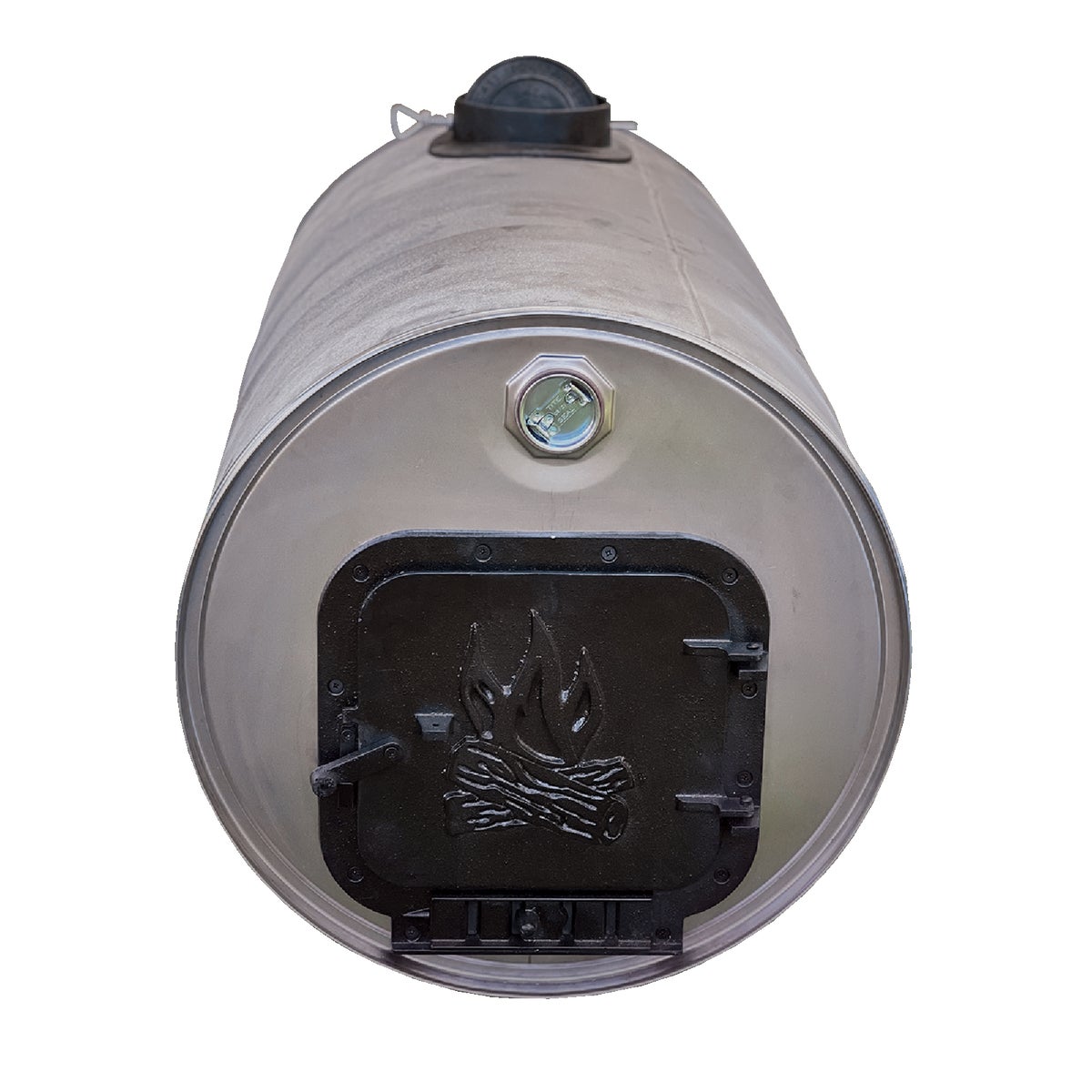 Item 404500, Cast-iron. Converts 30 gallon or 55 gallon drum into woodburning heater.