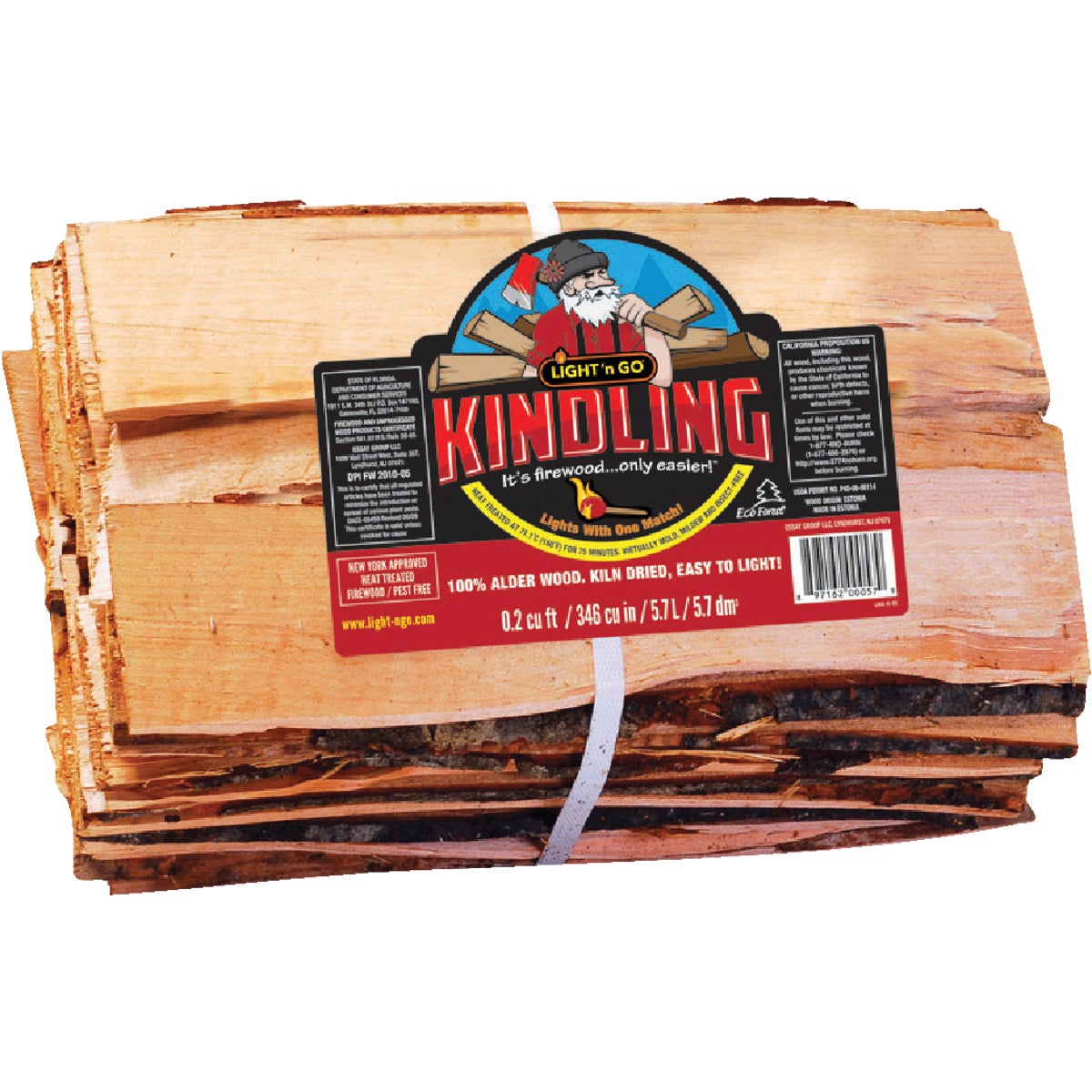 Item 404566, Light'n Go Kindling is made of 100% Alder wood, sliced into thin sheets, 