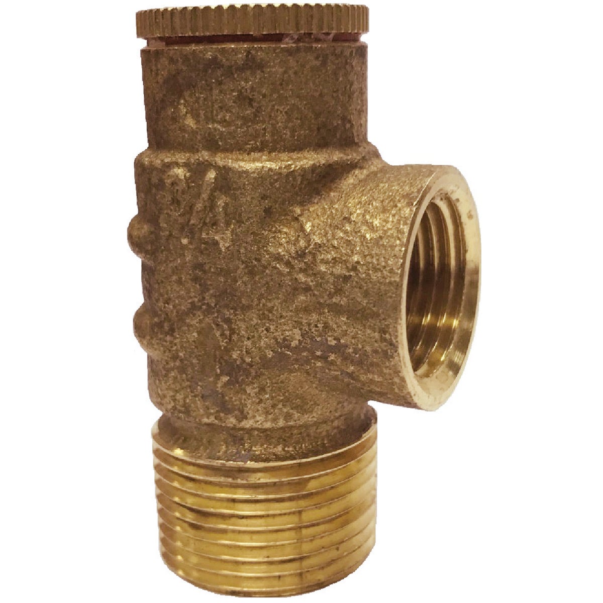 Item 404641, 3/4 In. pressure only relief valve. Cast brass finish.