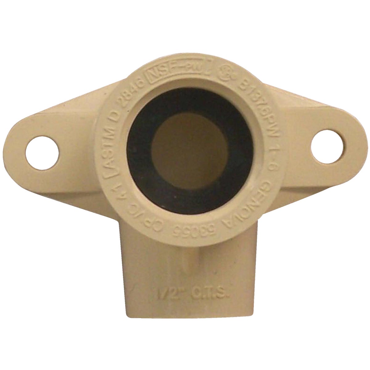 Item 404912, Adapts from 1/2" CPVC to 1/2" Female pipe thread and features lugs for 