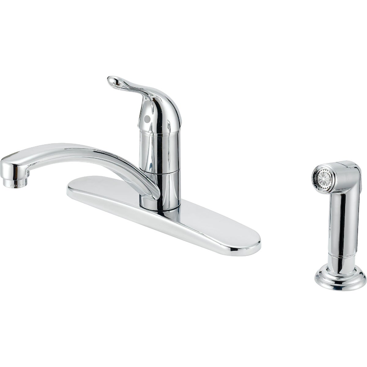 Item 405147, Single handle kitchen faucet with matching finish side spray.