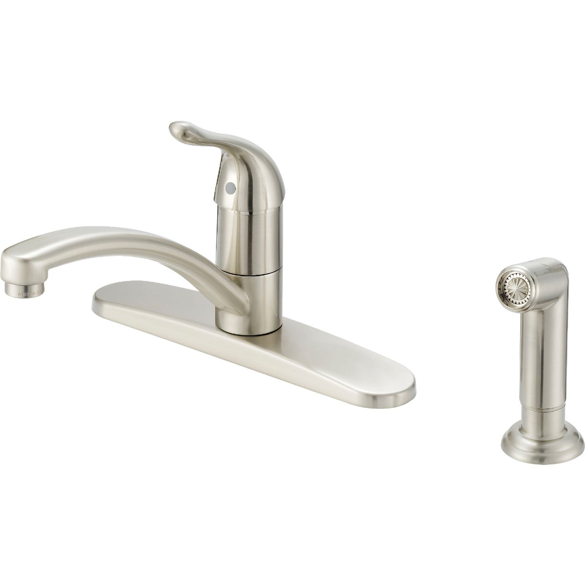Item 405151, Single handle kitchen faucet with matching finish side spray.