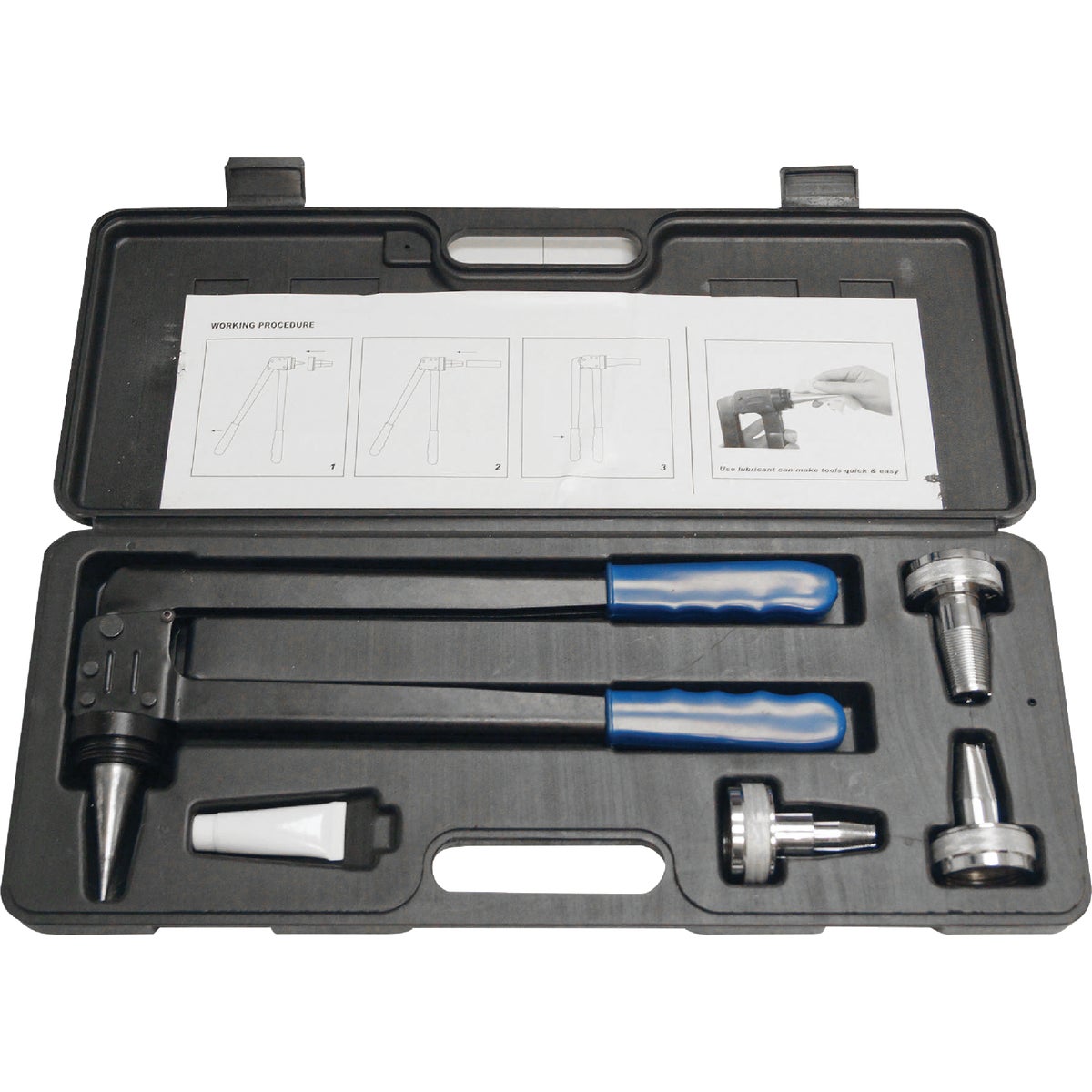 Item 405417, Apollo PEX-A expander tool kit includes hand tool and 1/2 In., 3/4 In.