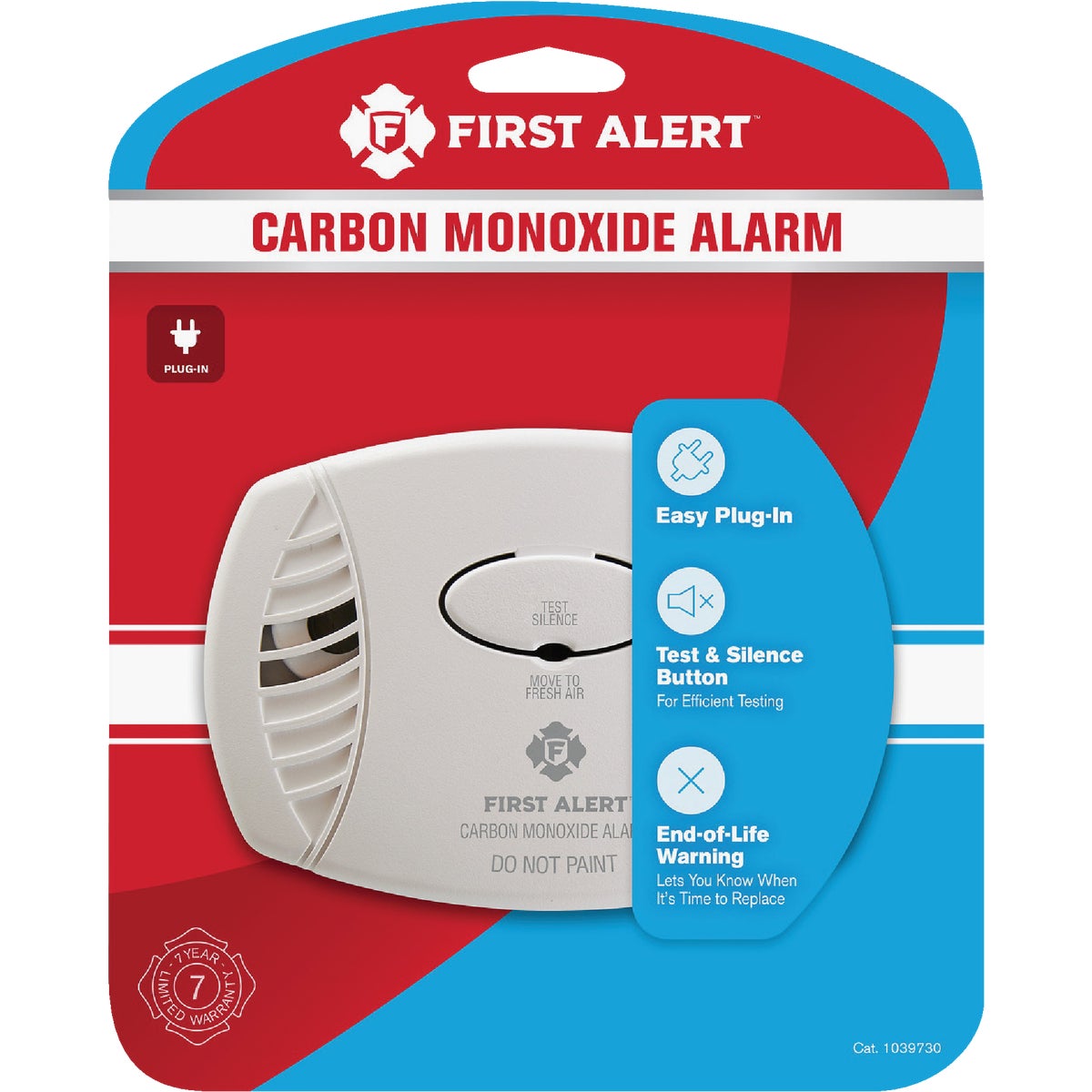 Item 406945, Plug-In CO (carbon monoxide) alarm utilizes an electrochemical carbon 