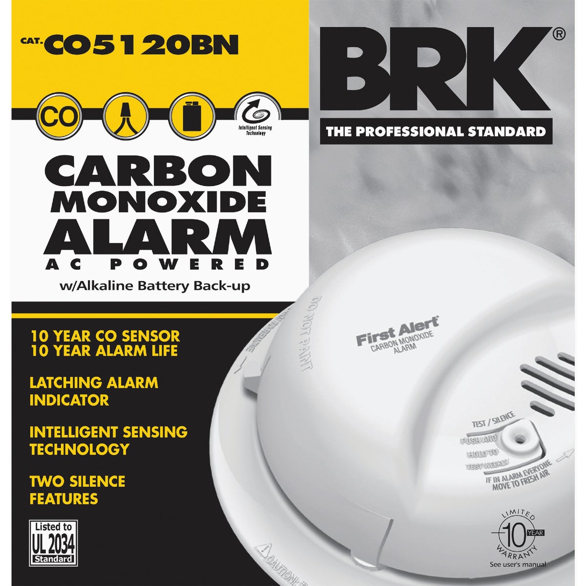 Item 407143, First Alert CO5120BN Hardwired Electrochemical Carbon Monoxide Alarm with 