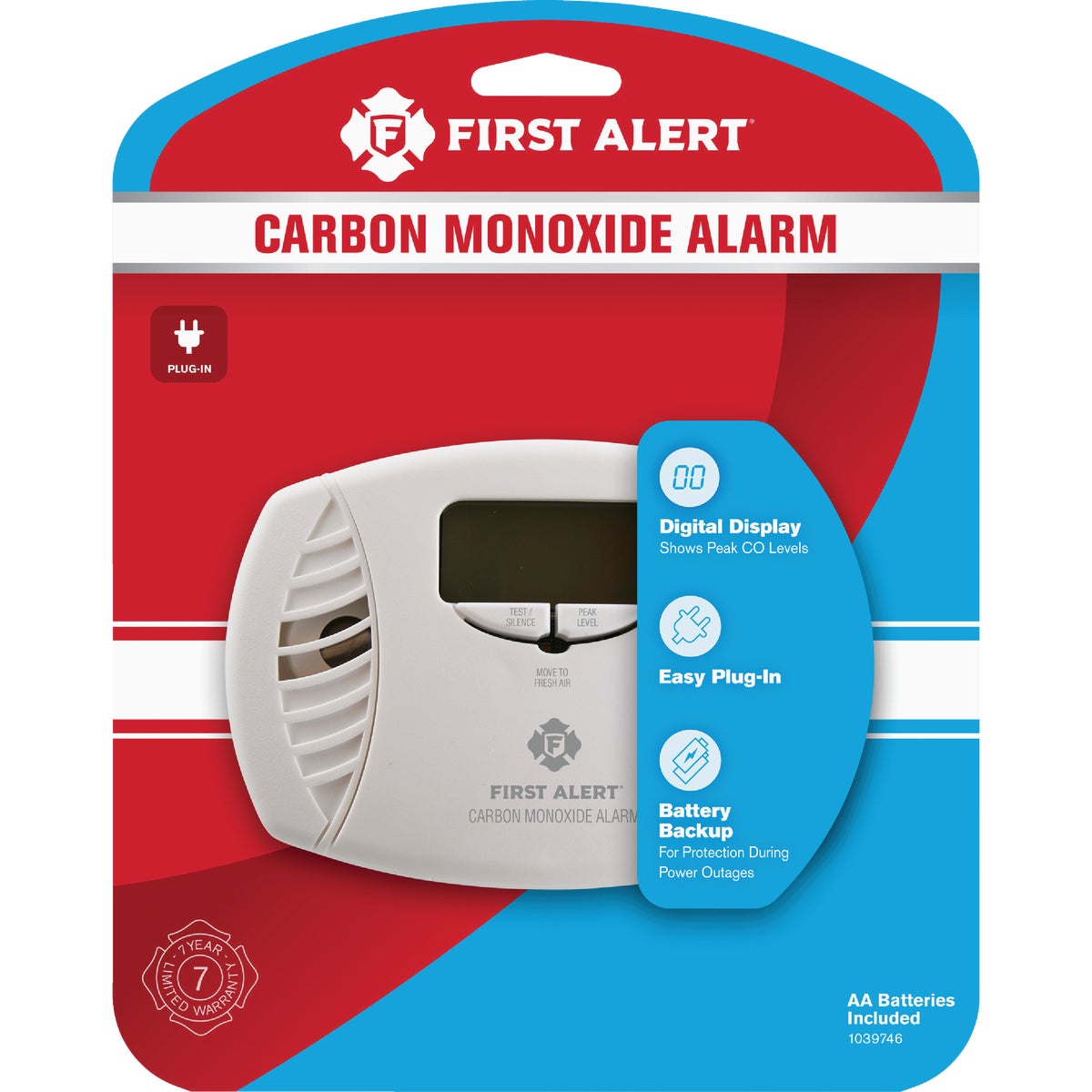 Item 408646, First Alert CO615 Plug-In Electrochemical Carbon Monoxide Alarm with 