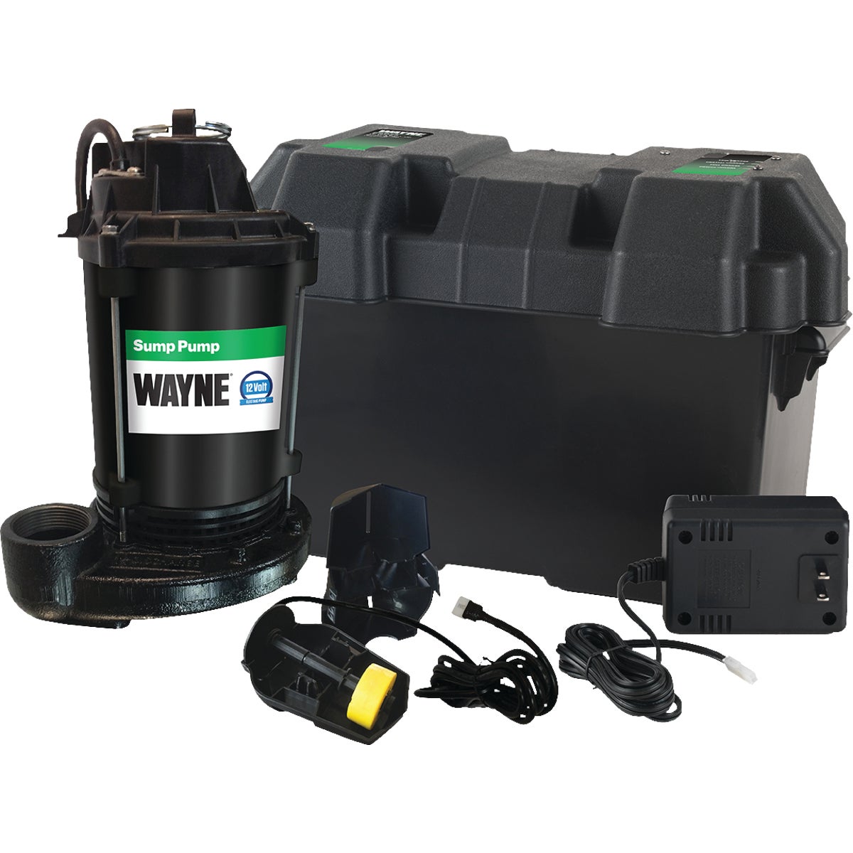 Item 417498, Fully submersible back up pump for an easy addition to any sump system.