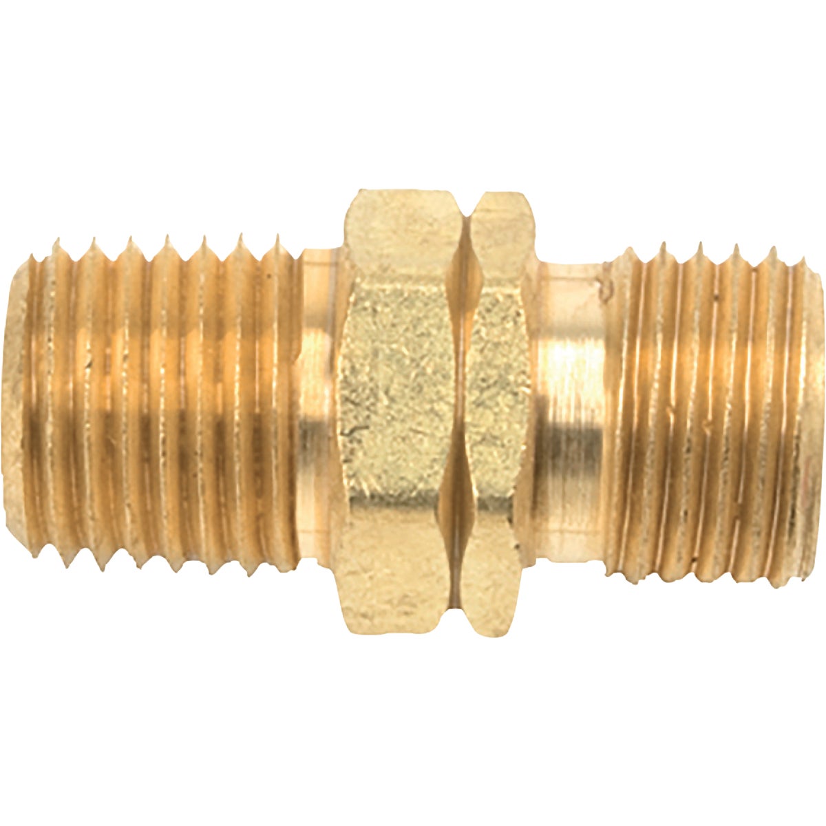 Item 424978, Secure wrench tightened durable brass fitting used to help quickly adapt 