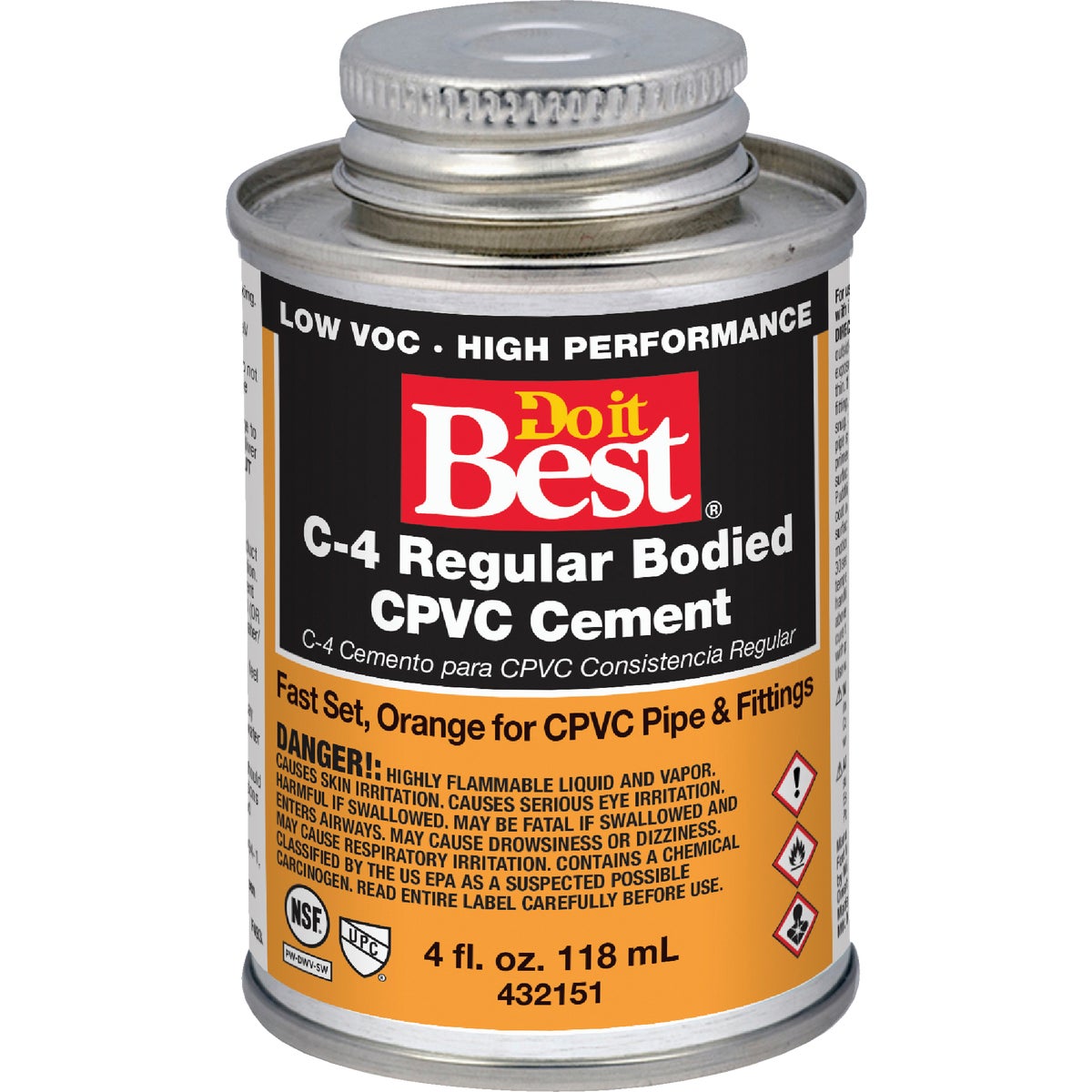 Item 432151, Do it Best orange CPVC solvent cement is designed for use on CPVC pipe and 
