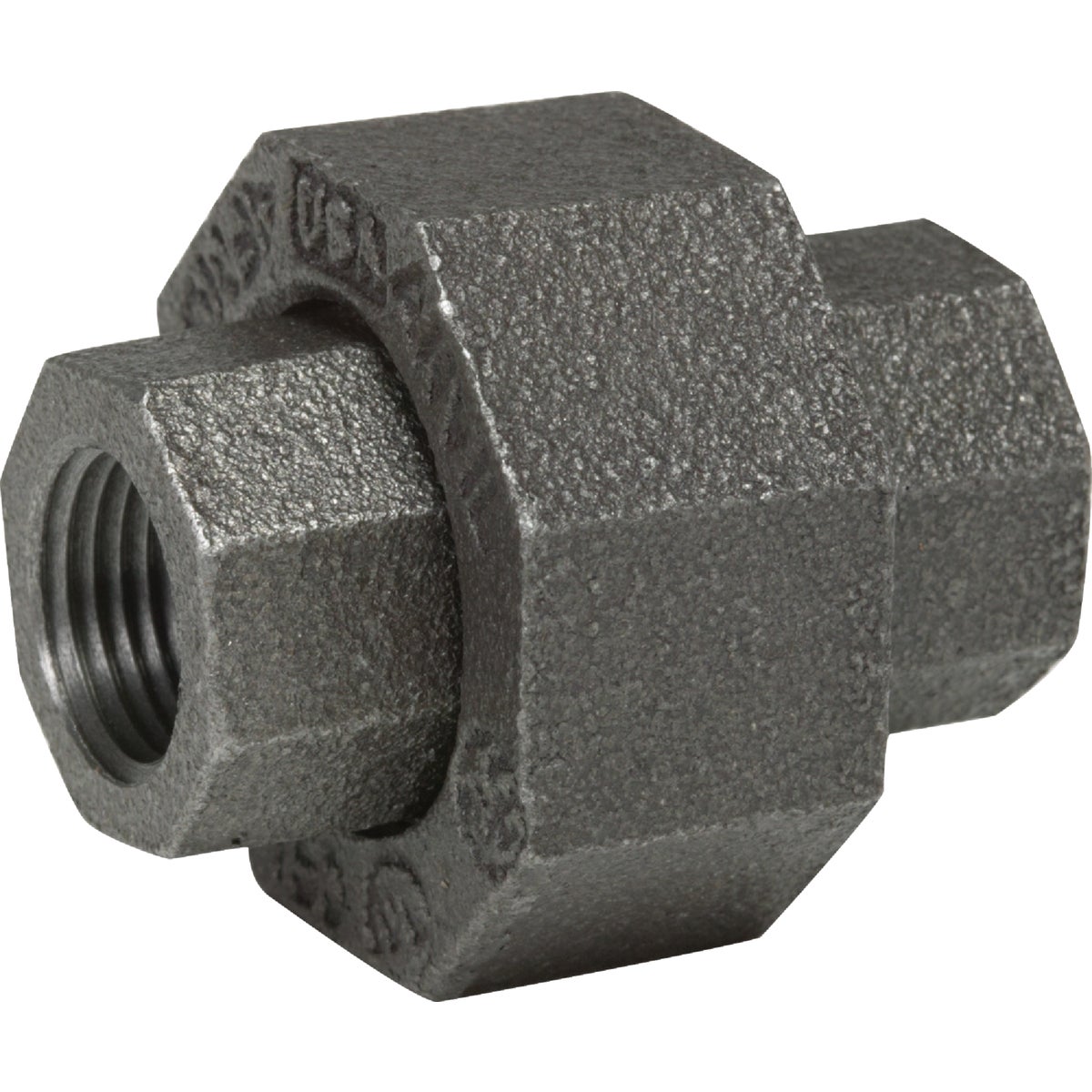 Item 433926, Malleable black iron pipe fittings. Black finish resists rust.
