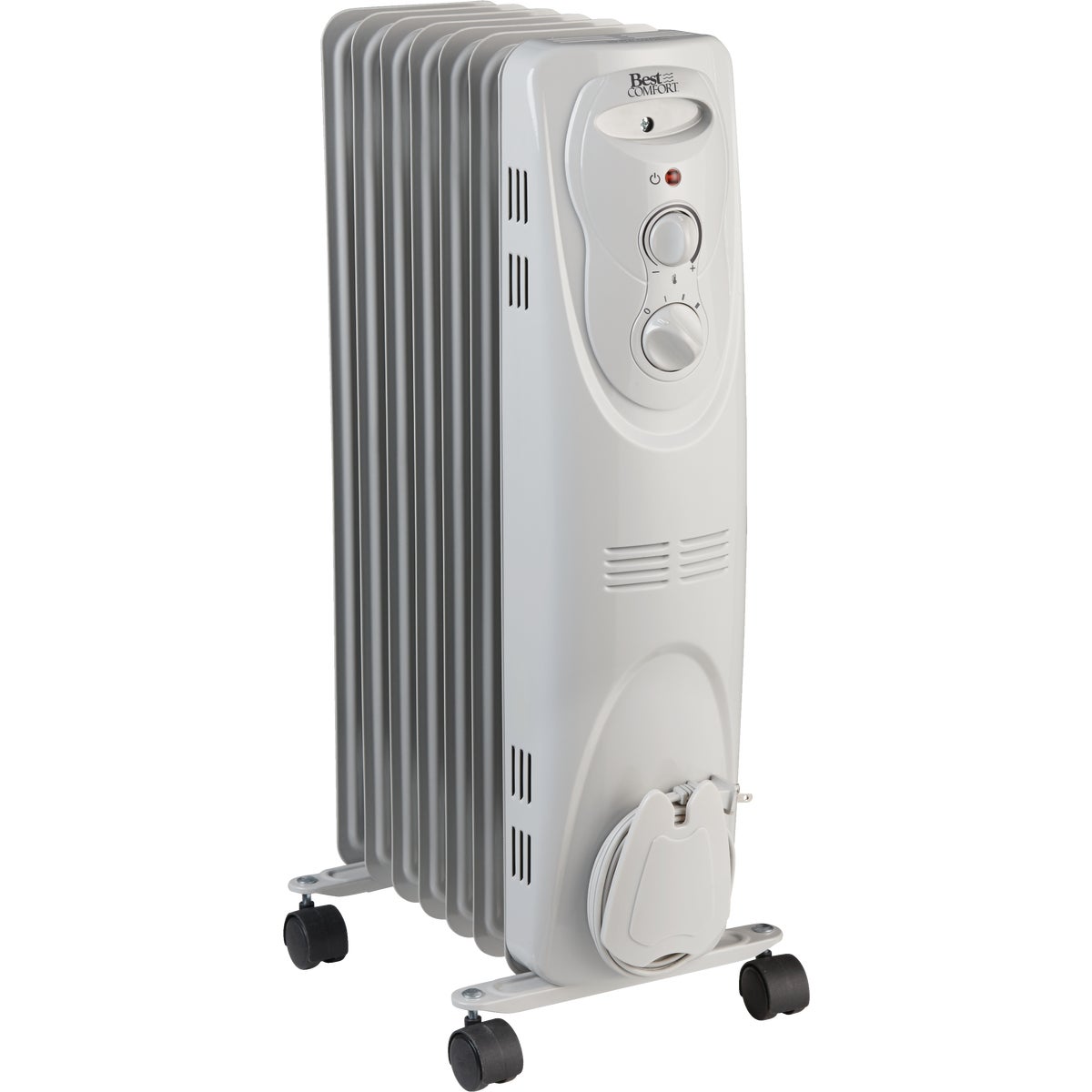 Item 435470, 7-fin oil-filled radiator heater.