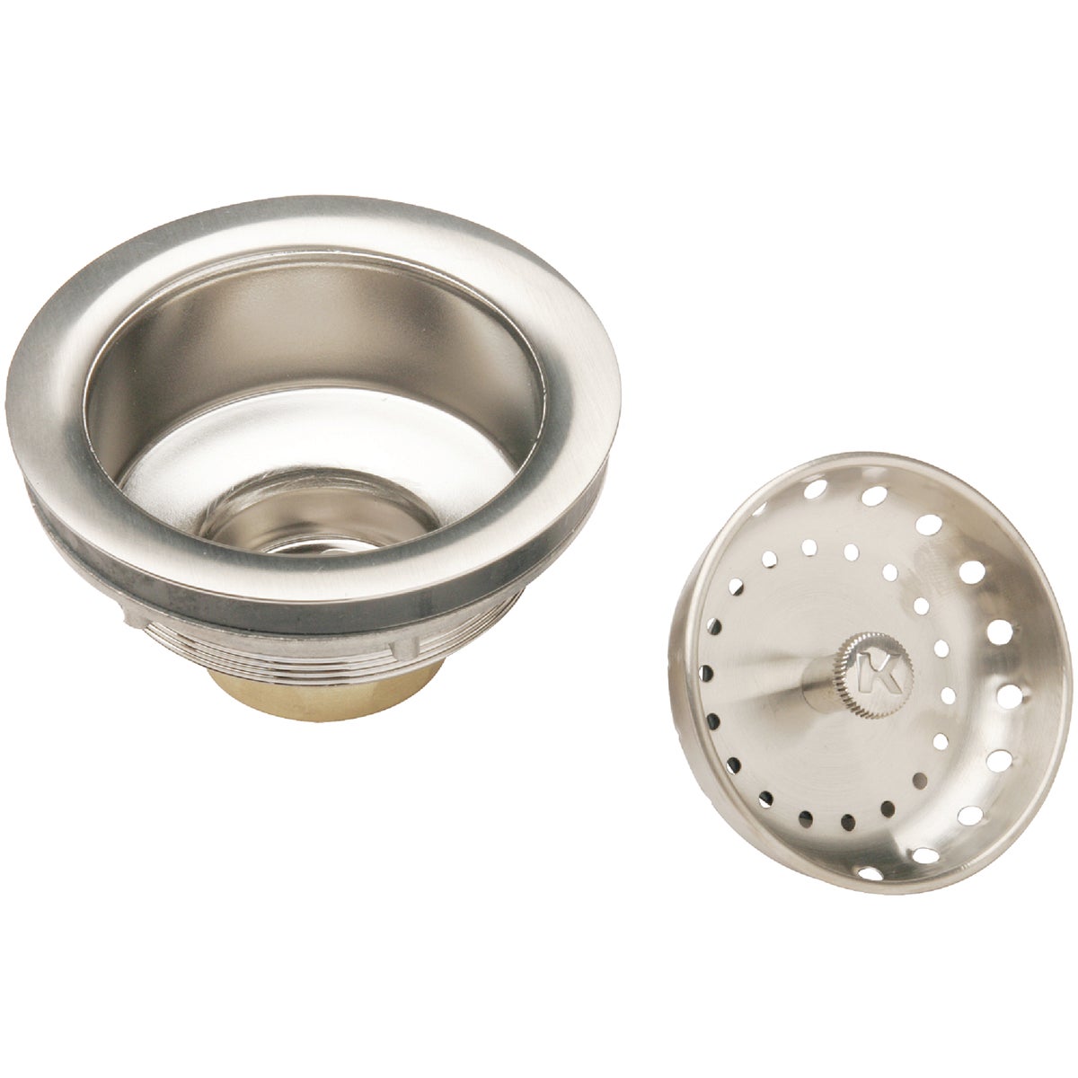 Item 438976, Black stainless steel, fixed post basket kitchen strainer.