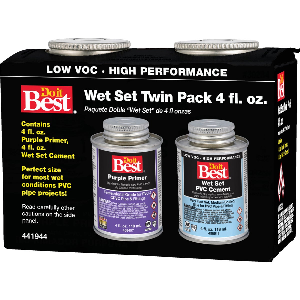 Item 441944, Do it Best offers convenience with this handy primer and wet set PVC twin 