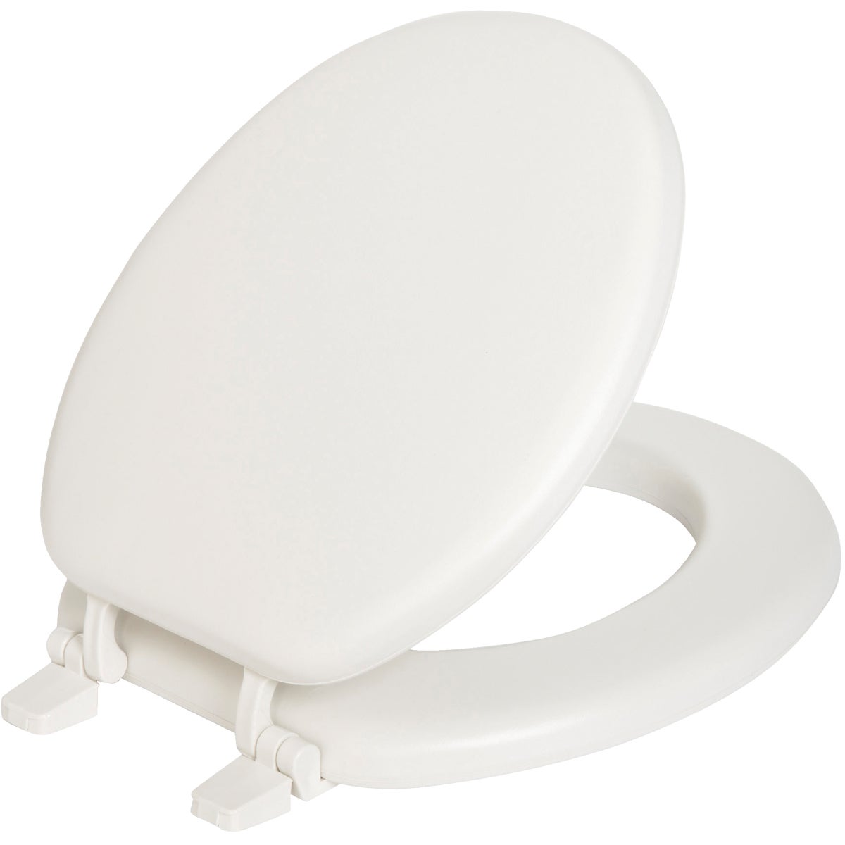 Item 446084, This round toilet seat is made from cushioned vinyl with a plastic core.