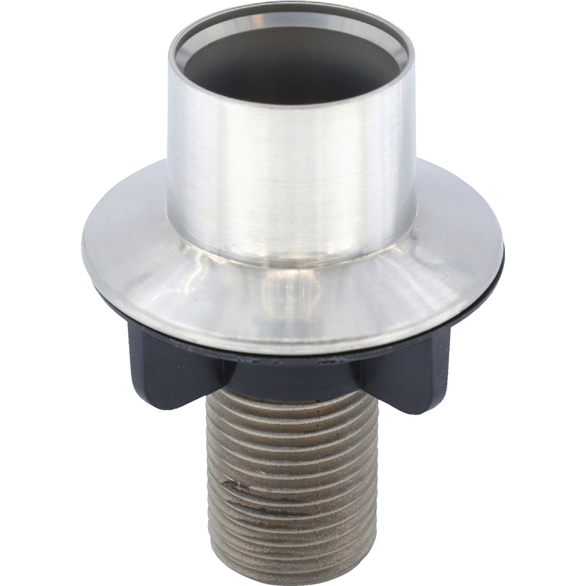 Item 446477, Brushed nickel faucet hose guide.